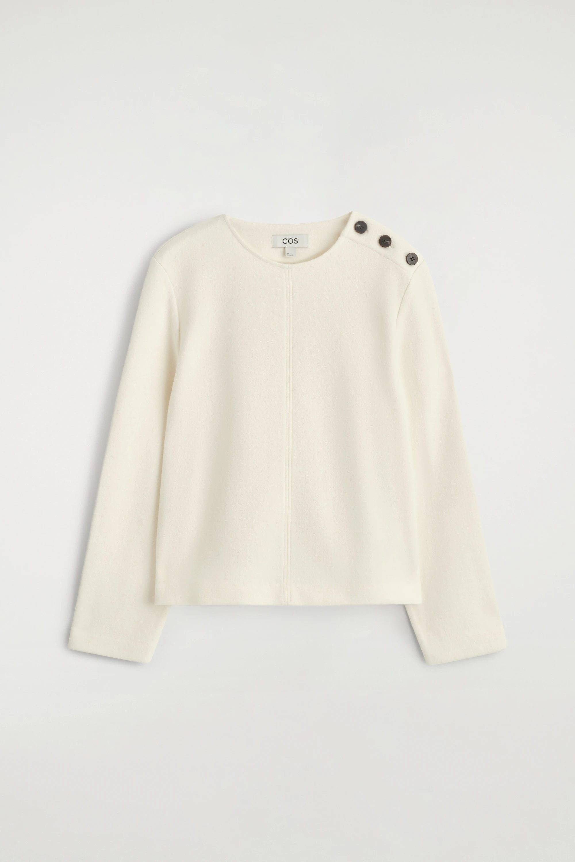 BUTTON-DETAIL BOILED-WOOL SWEATSHIRT - 1