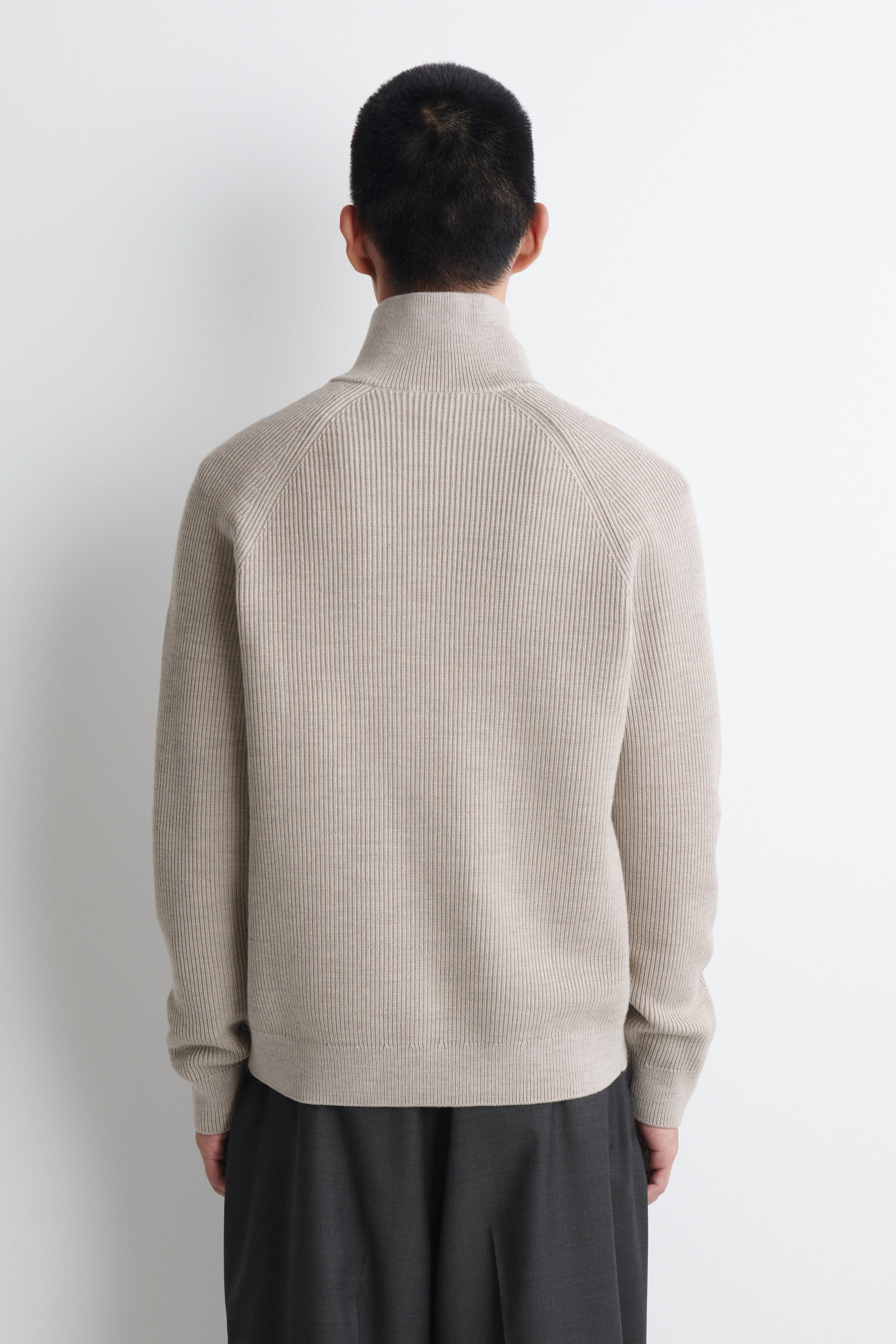 RIBBED WOOL HALF-ZIP JUMPER - 2