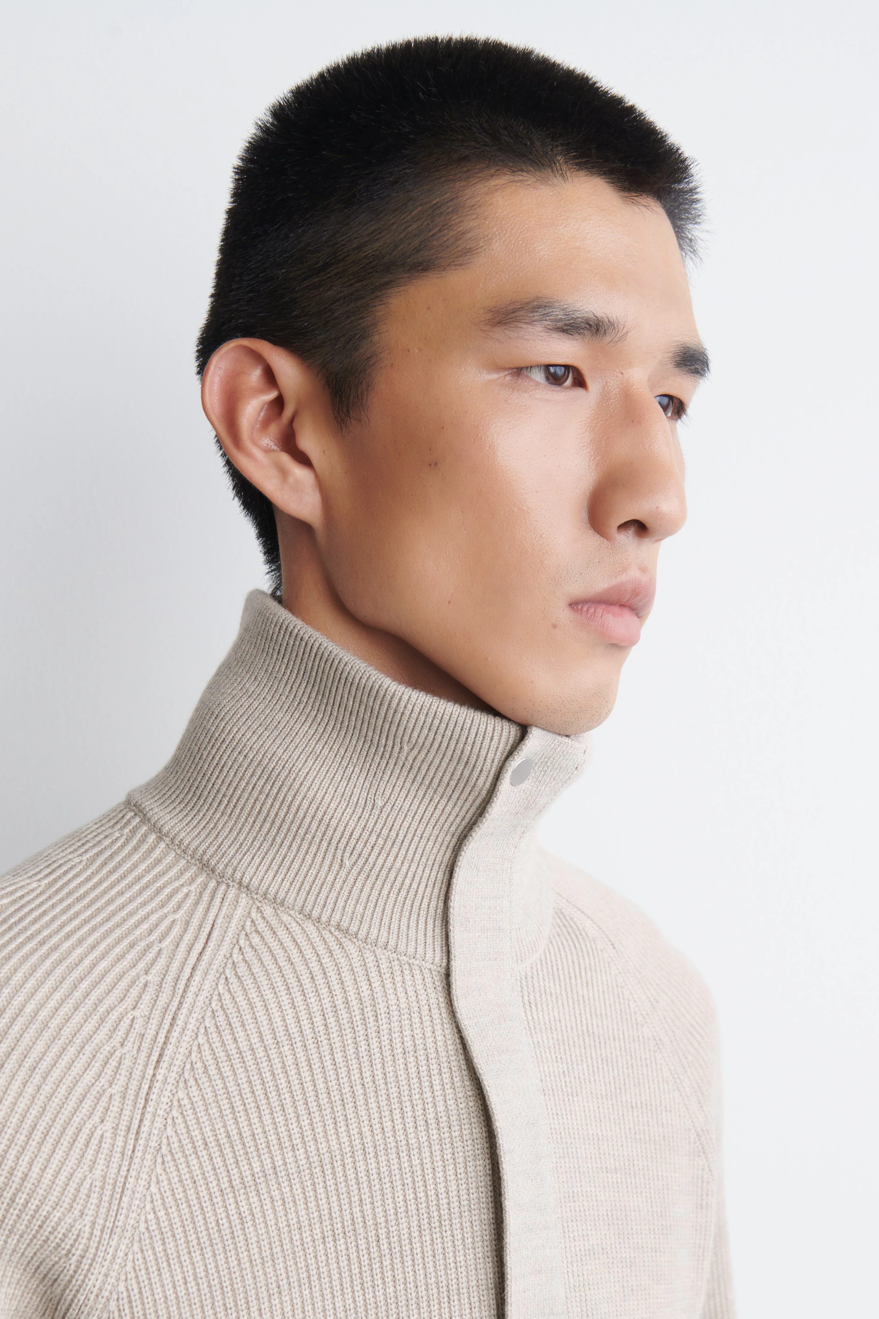 RIBBED WOOL HALF-ZIP JUMPER - 4