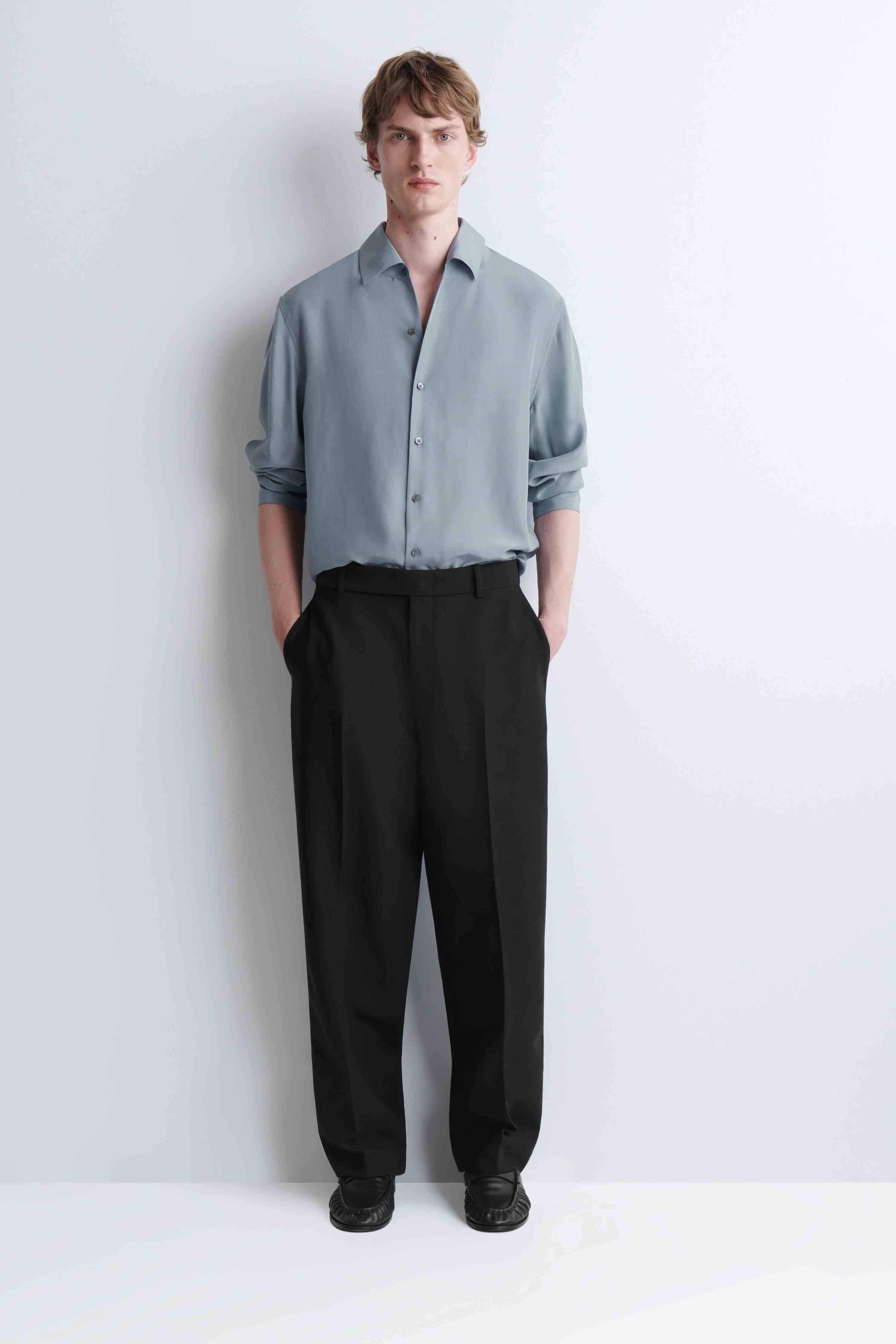 WOOL-BLEND RELAXED-FIT STRAIGHT-LEG TROUSERS - 1