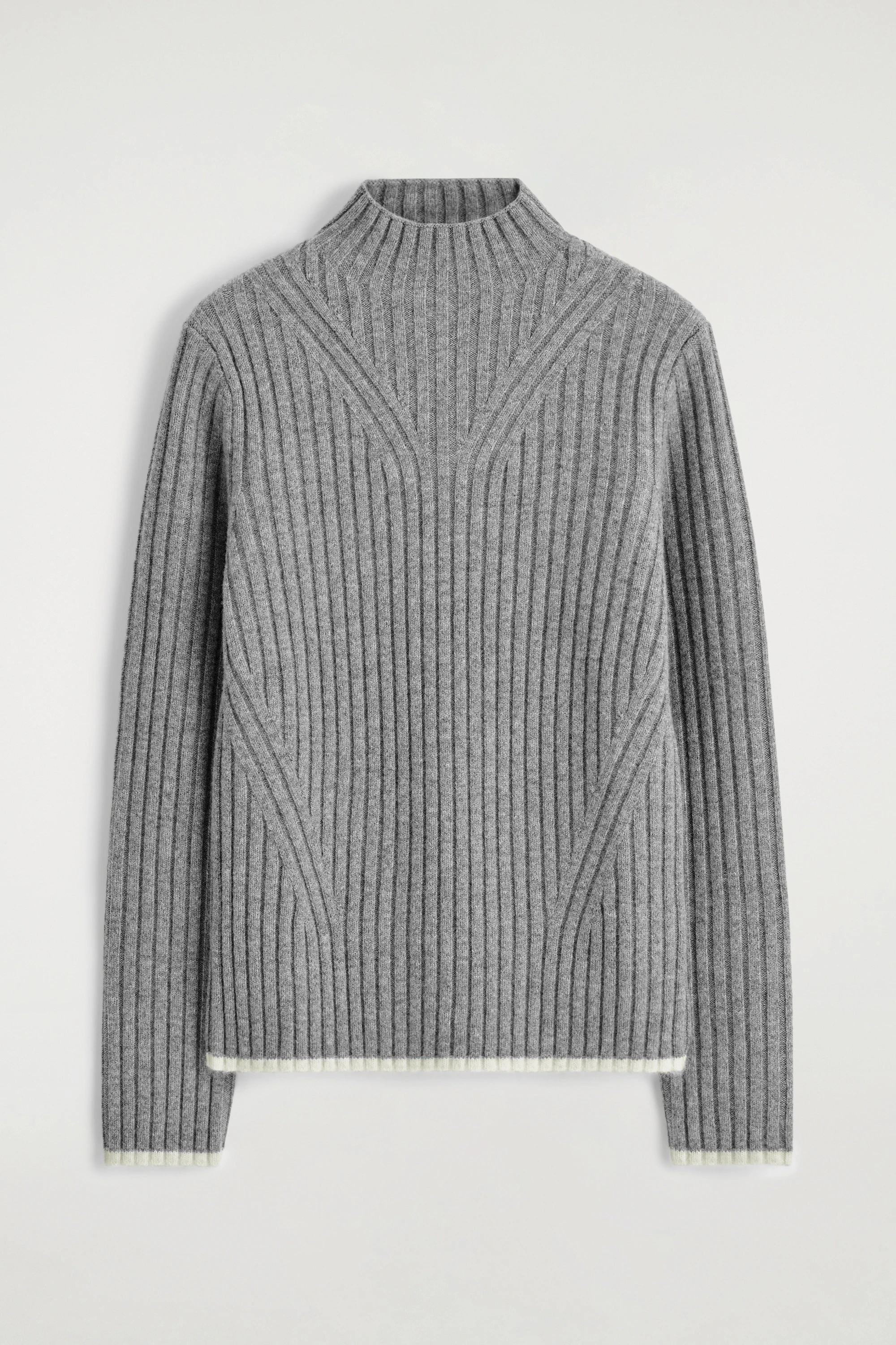 RIBBED WOOL FUNNEL-NECK JUMPER - 1