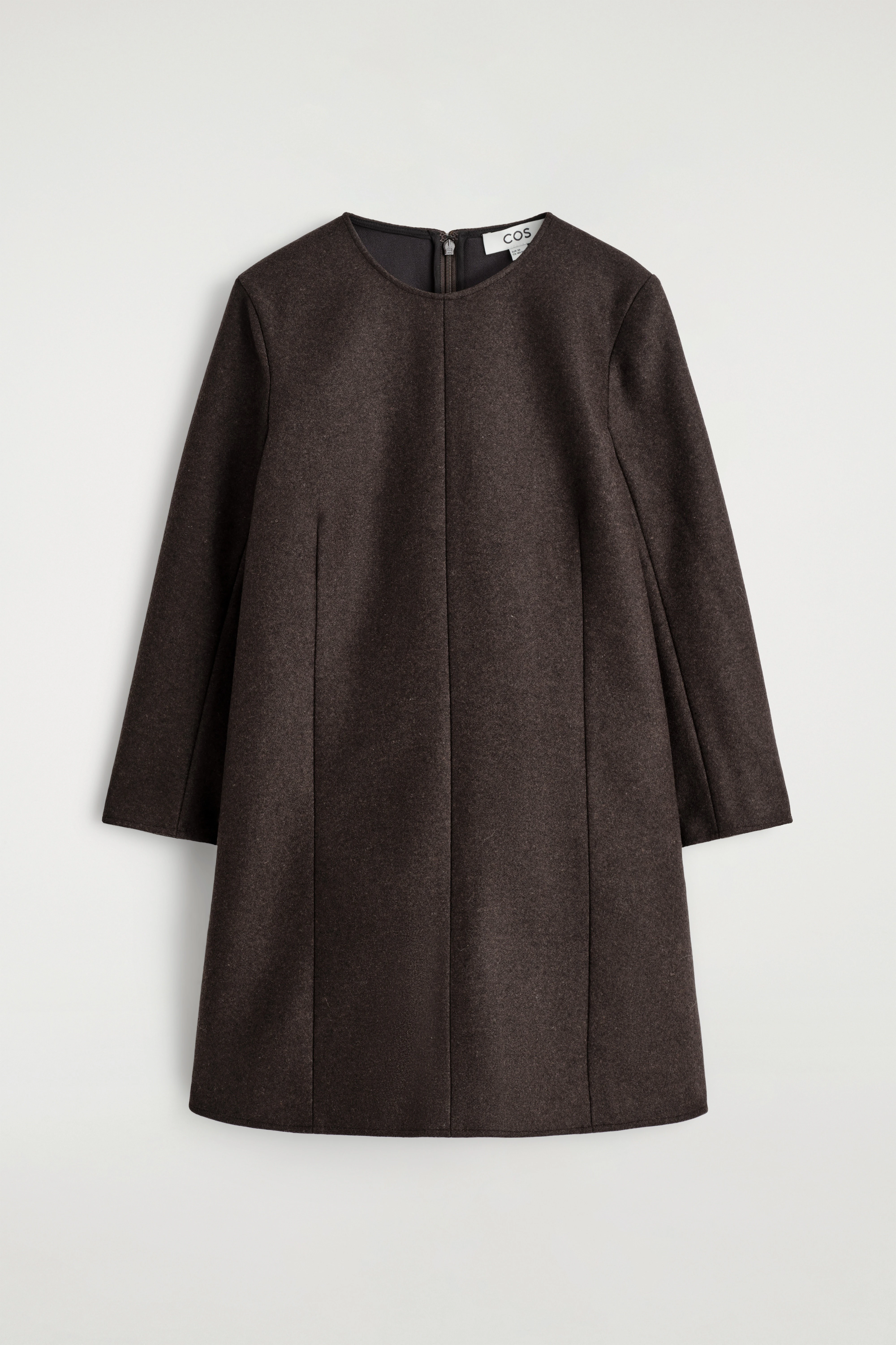 LONG-SLEEVED WOOL MINI DRESS - 1