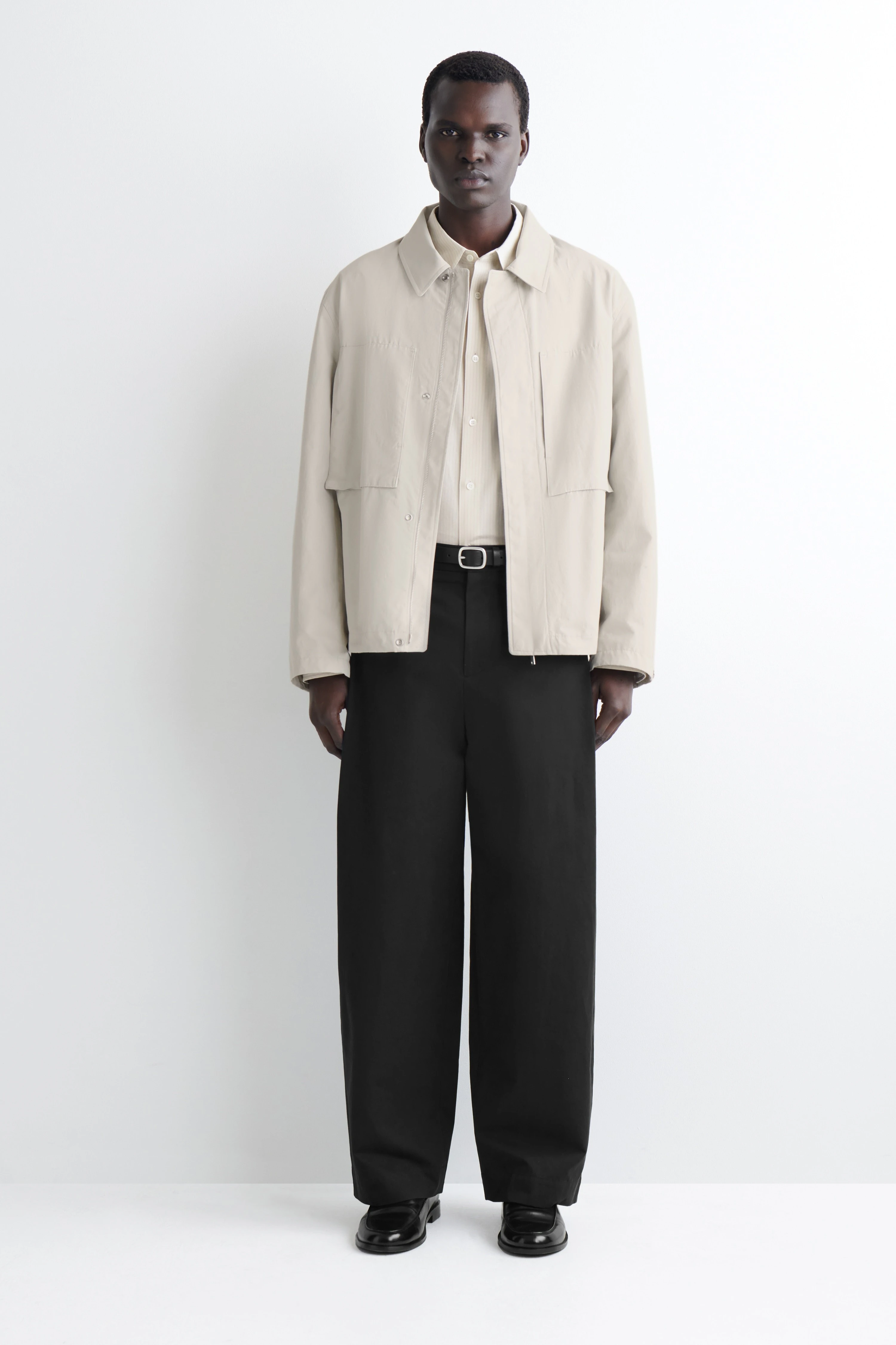 PLEATED COTTON RELAXED-FIT WIDE-LEG TROUSERS - 1
