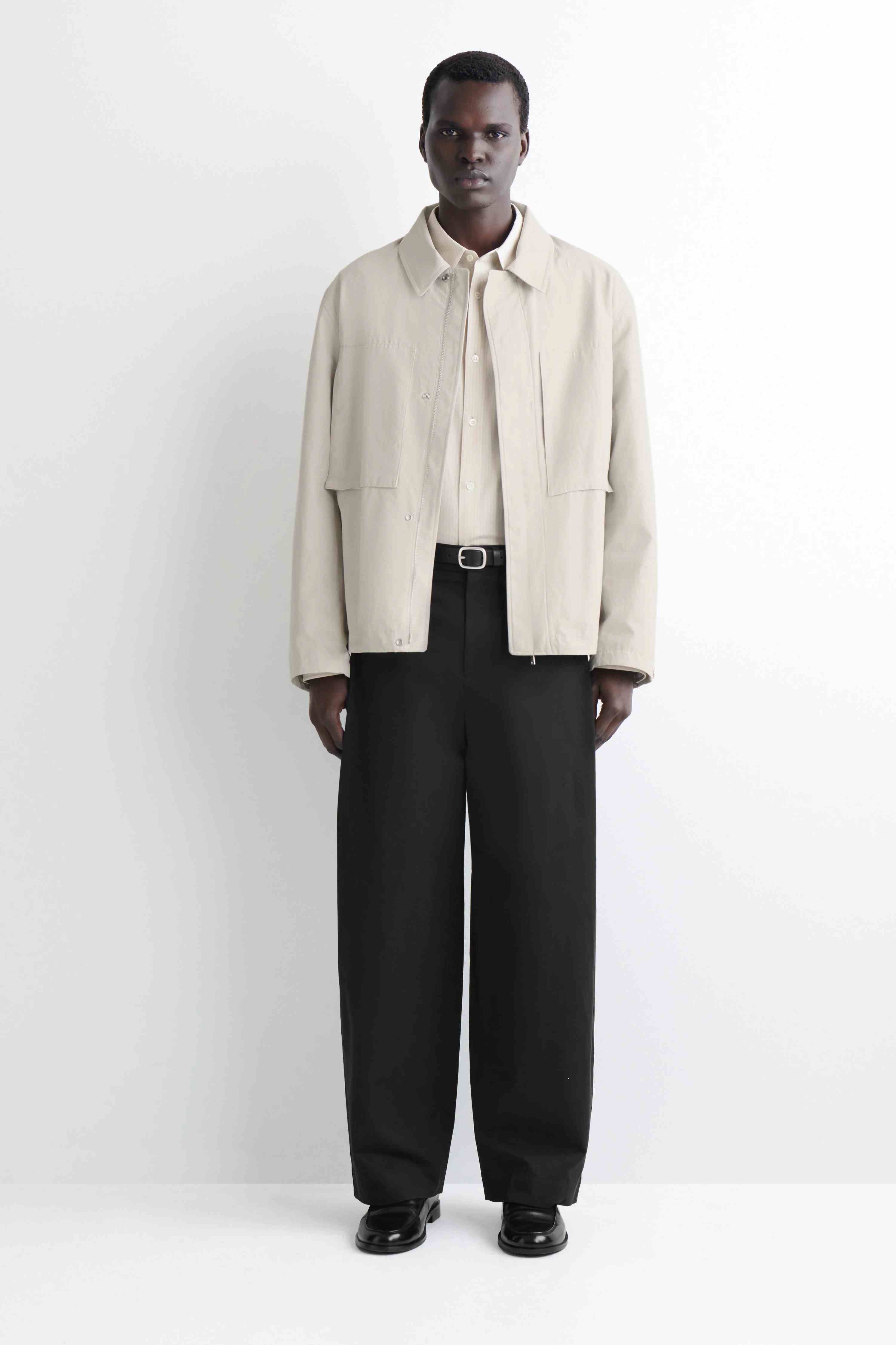 PLEATED COTTON RELAXED-FIT WIDE-LEG TROUSERS - 1