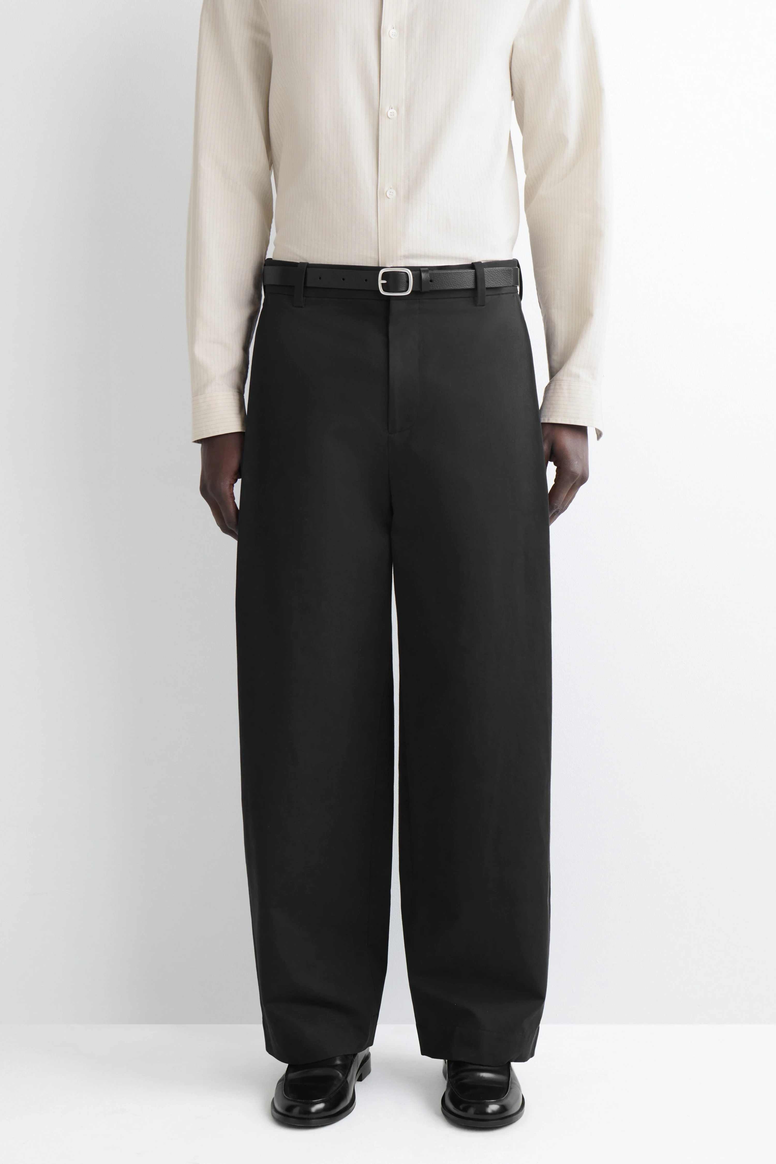 PLEATED COTTON RELAXED-FIT WIDE-LEG TROUSERS - 3