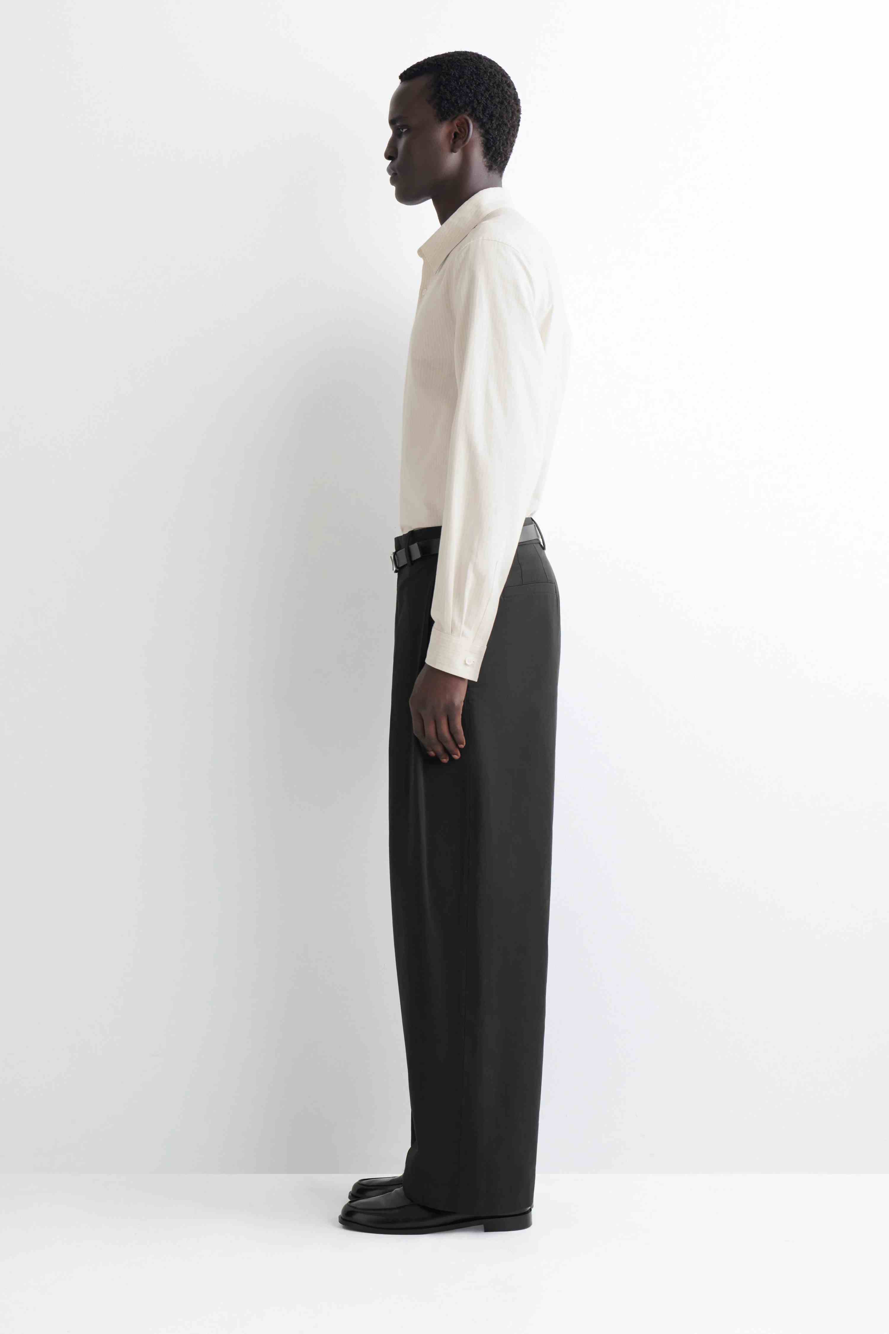 PLEATED COTTON RELAXED-FIT WIDE-LEG TROUSERS - 4