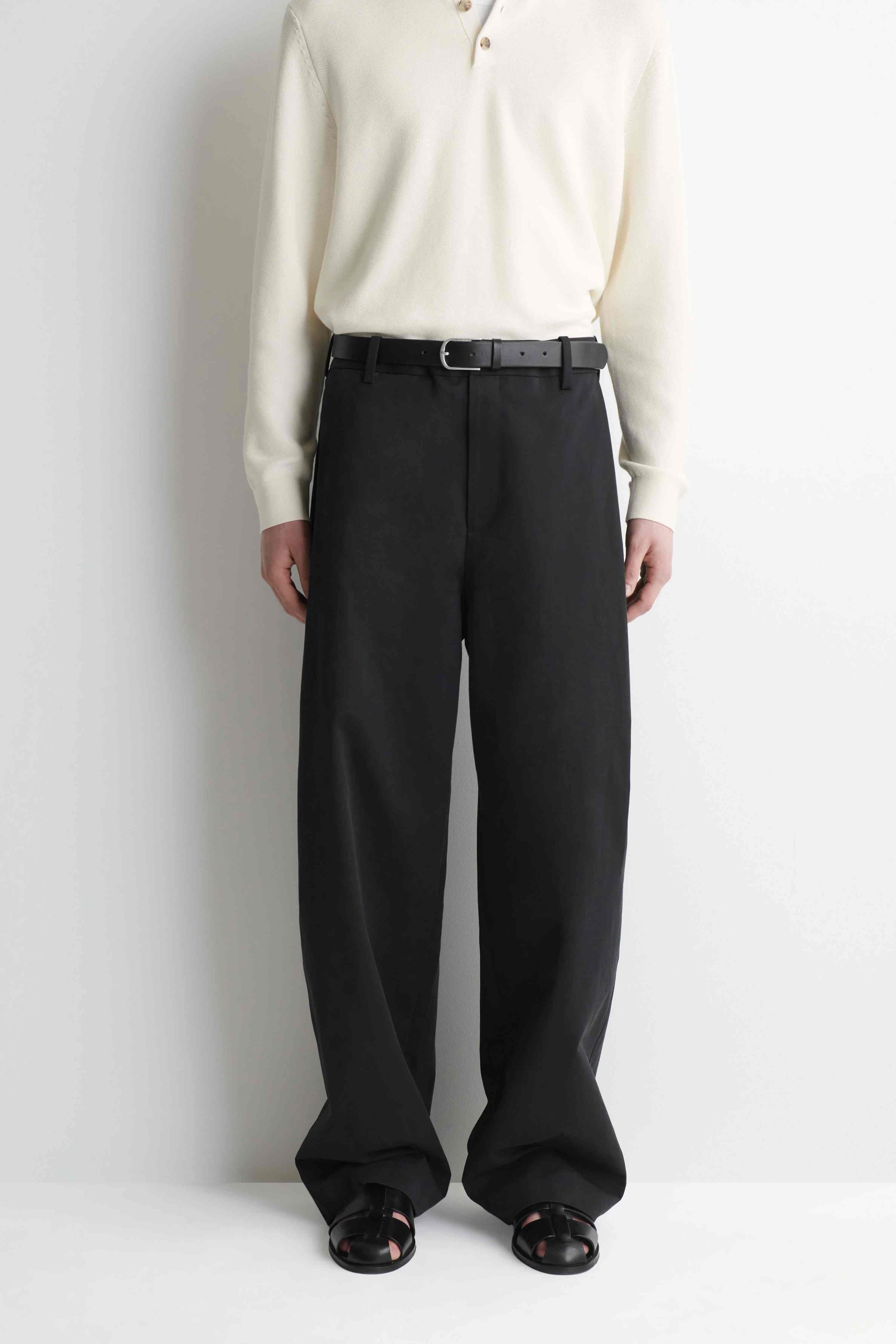 PLEATED COTTON RELAXED-FIT WIDE-LEG TROUSERS - 5