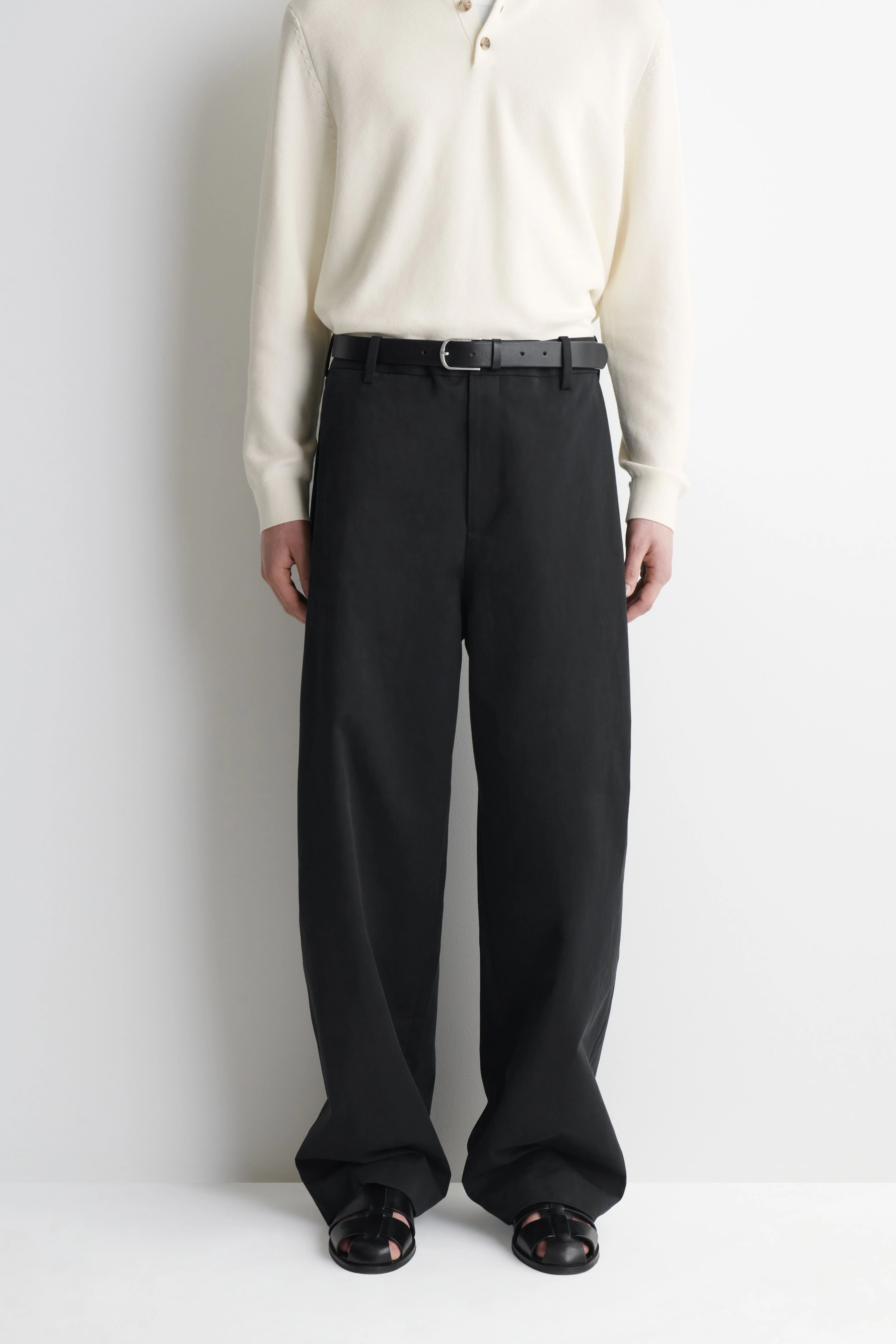 PLEATED COTTON RELAXED-FIT WIDE-LEG TROUSERS - 5
