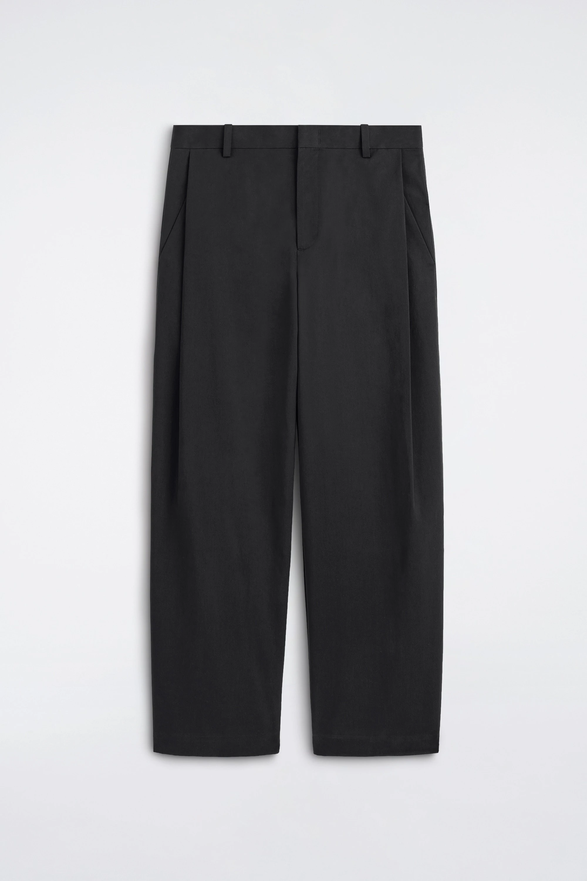 PLEATED COTTON RELAXED-FIT WIDE-LEG TROUSERS - 6