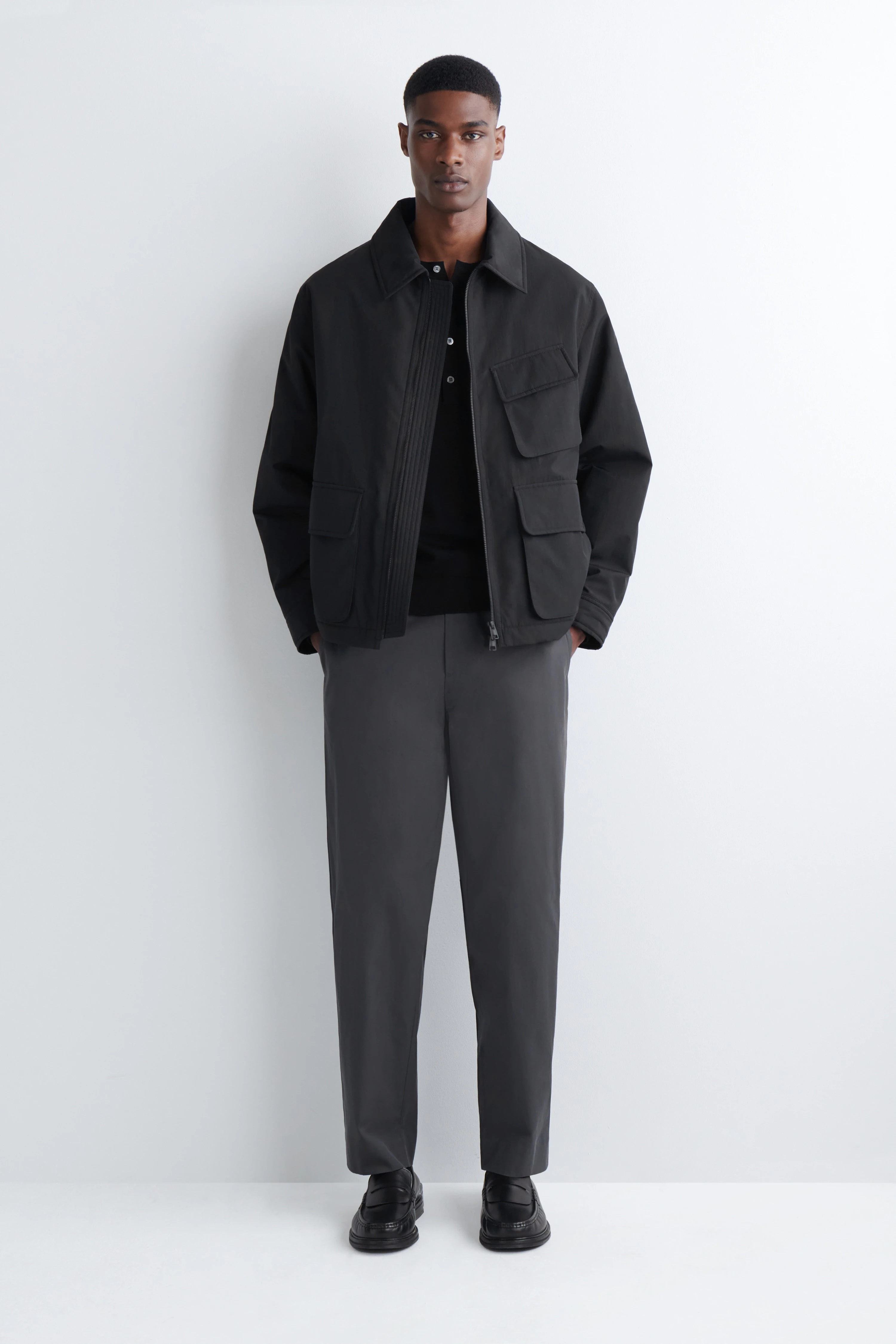 COTTON REGULAR-FIT TAPERED CHINOS - 1
