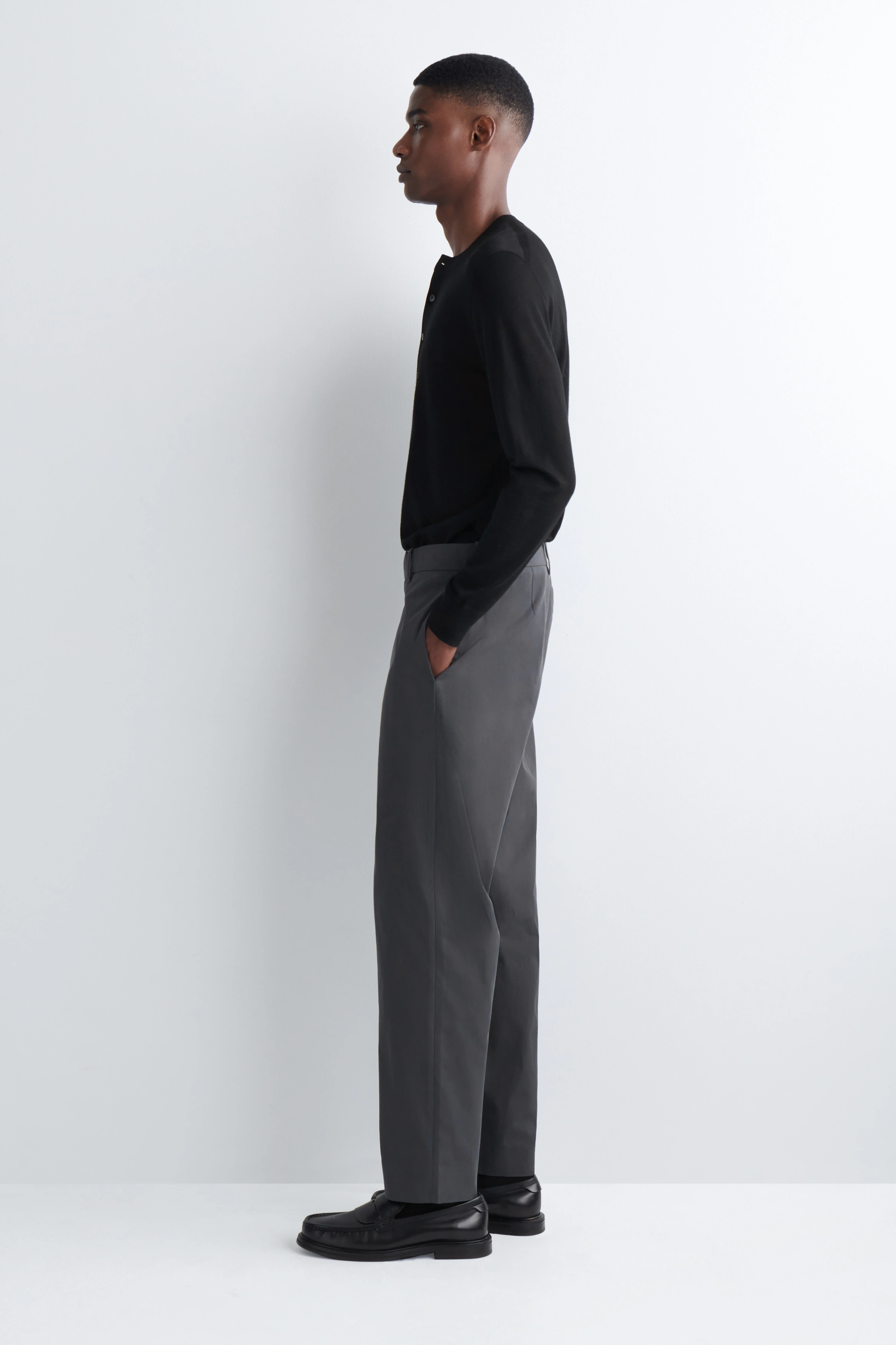 COTTON REGULAR-FIT TAPERED CHINOS - 3