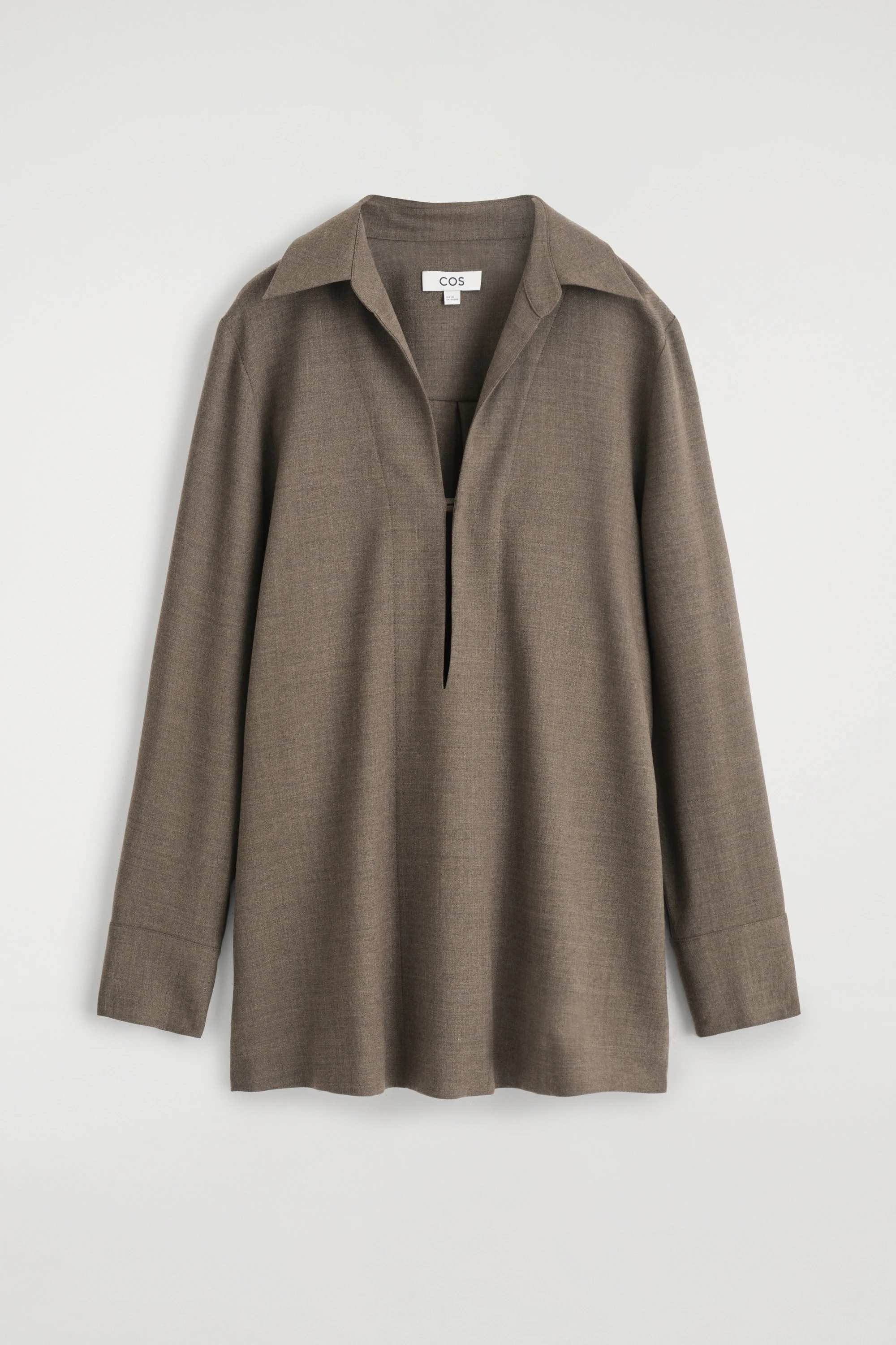 OPEN-COLLAR WOOL-BLEND SHIRT - 1