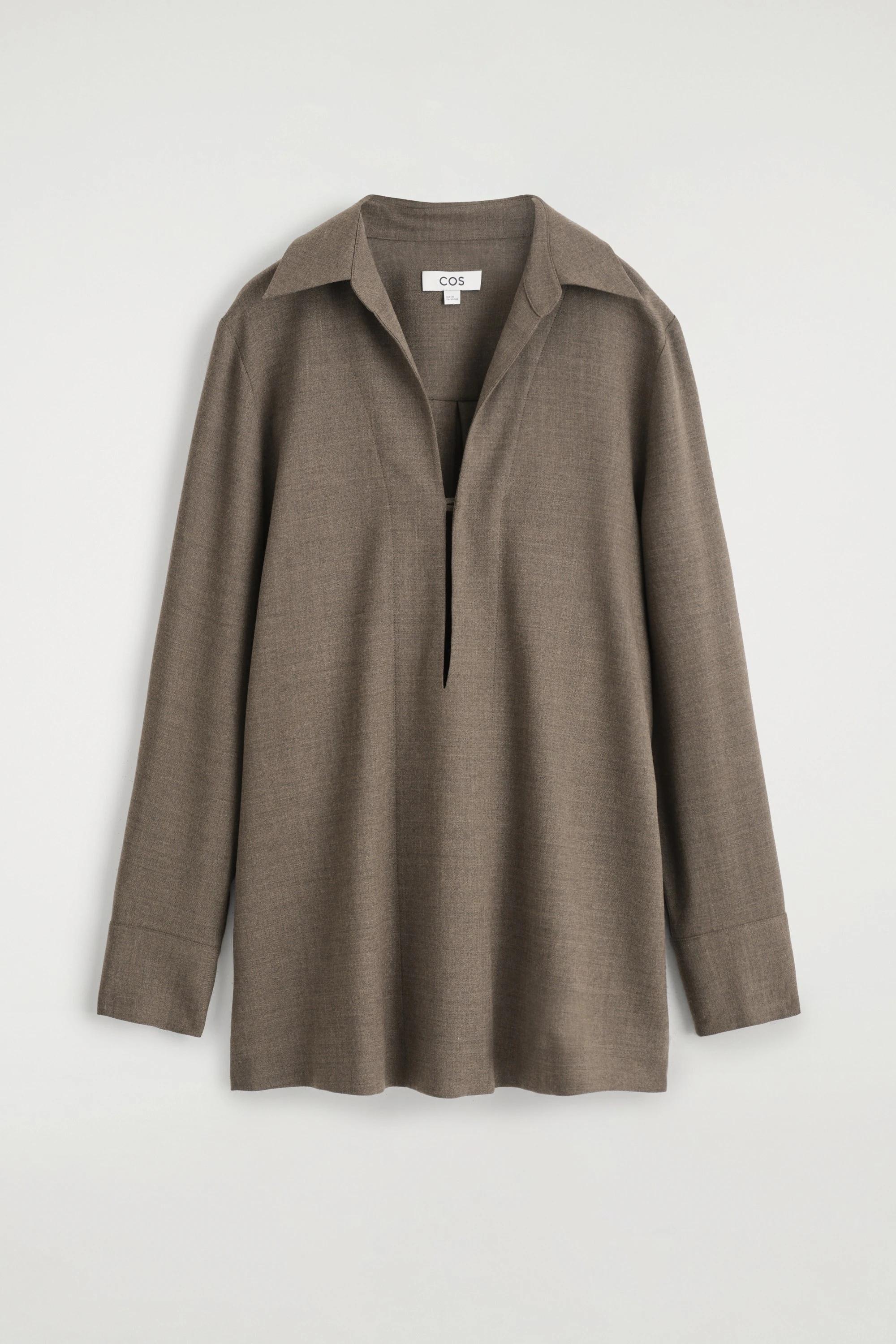 OPEN-COLLAR WOOL-BLEND SHIRT - 1