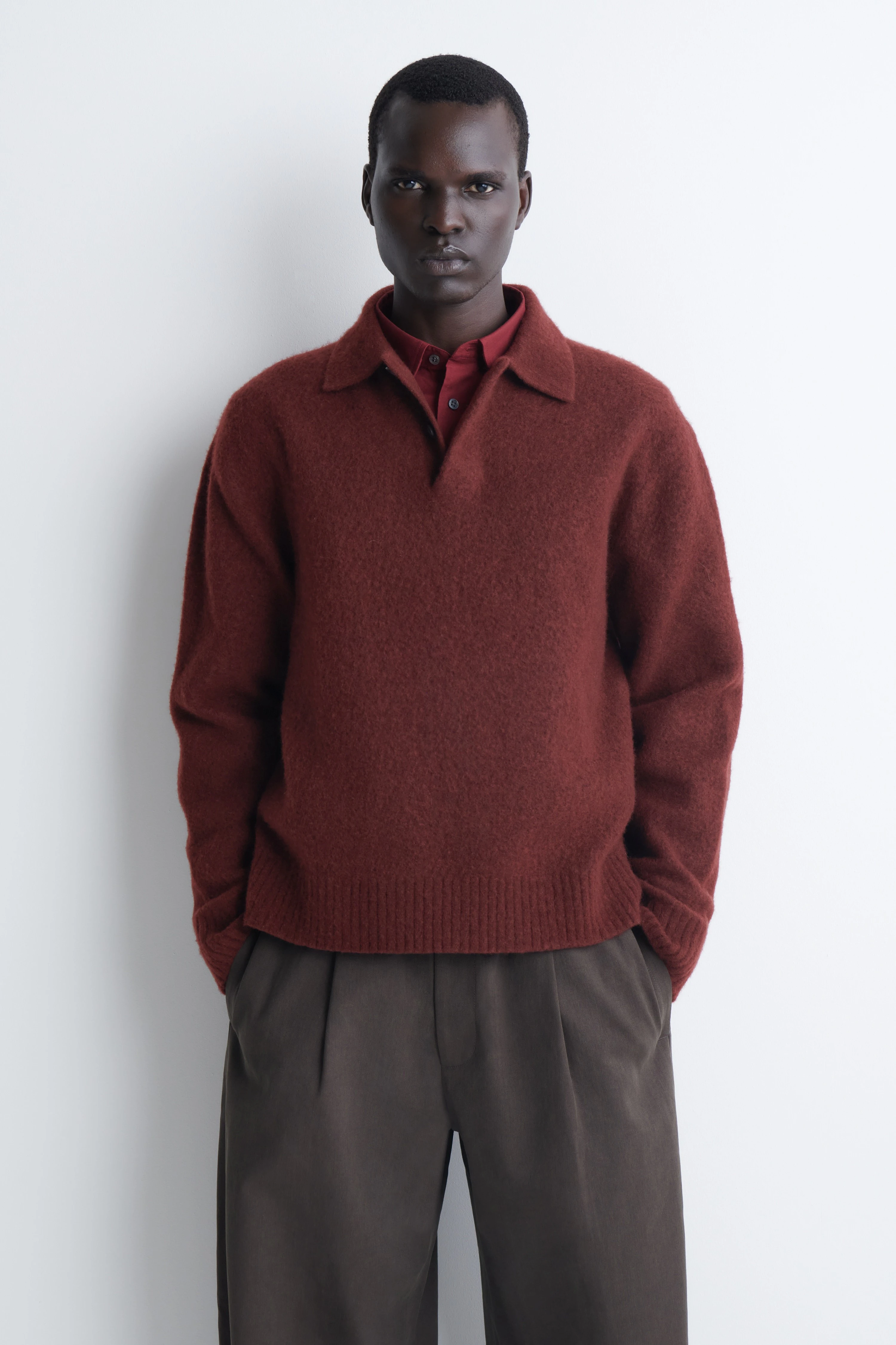 BRUSHED-WOOL POLO SHIRT - 1