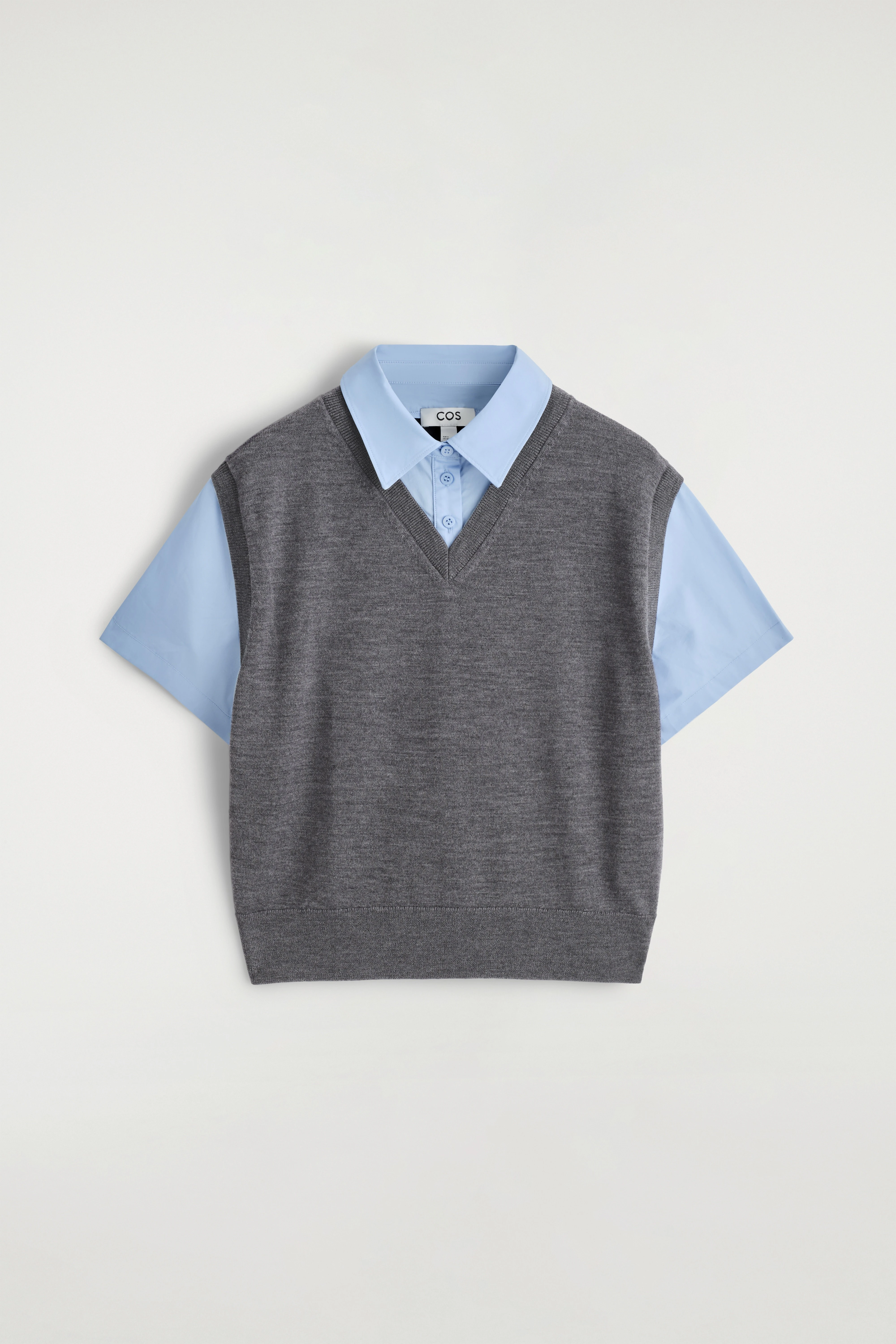 LAYERED MERINO WOOL SHIRT VEST