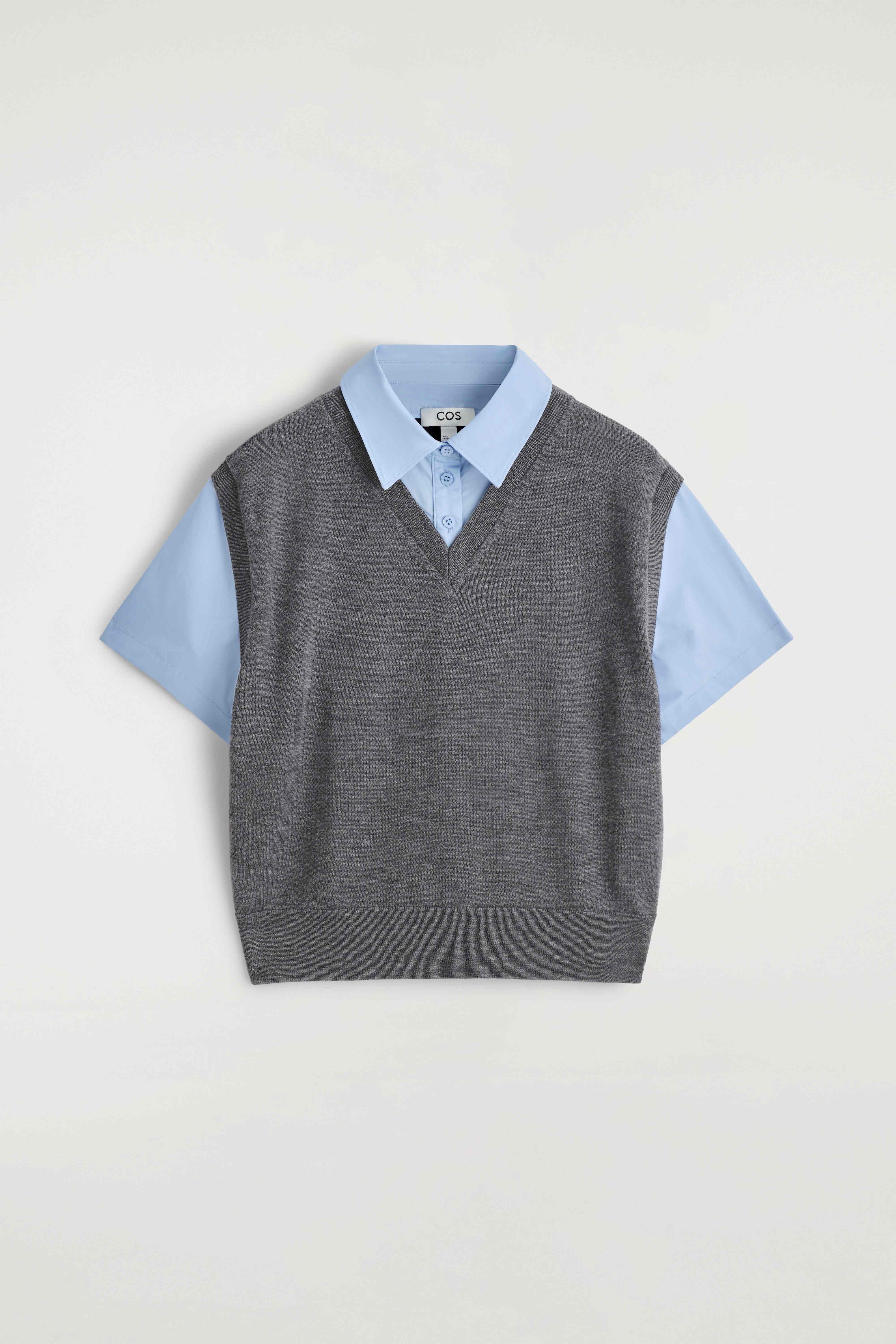 LAYERED MERINO WOOL SHIRT VEST - 1