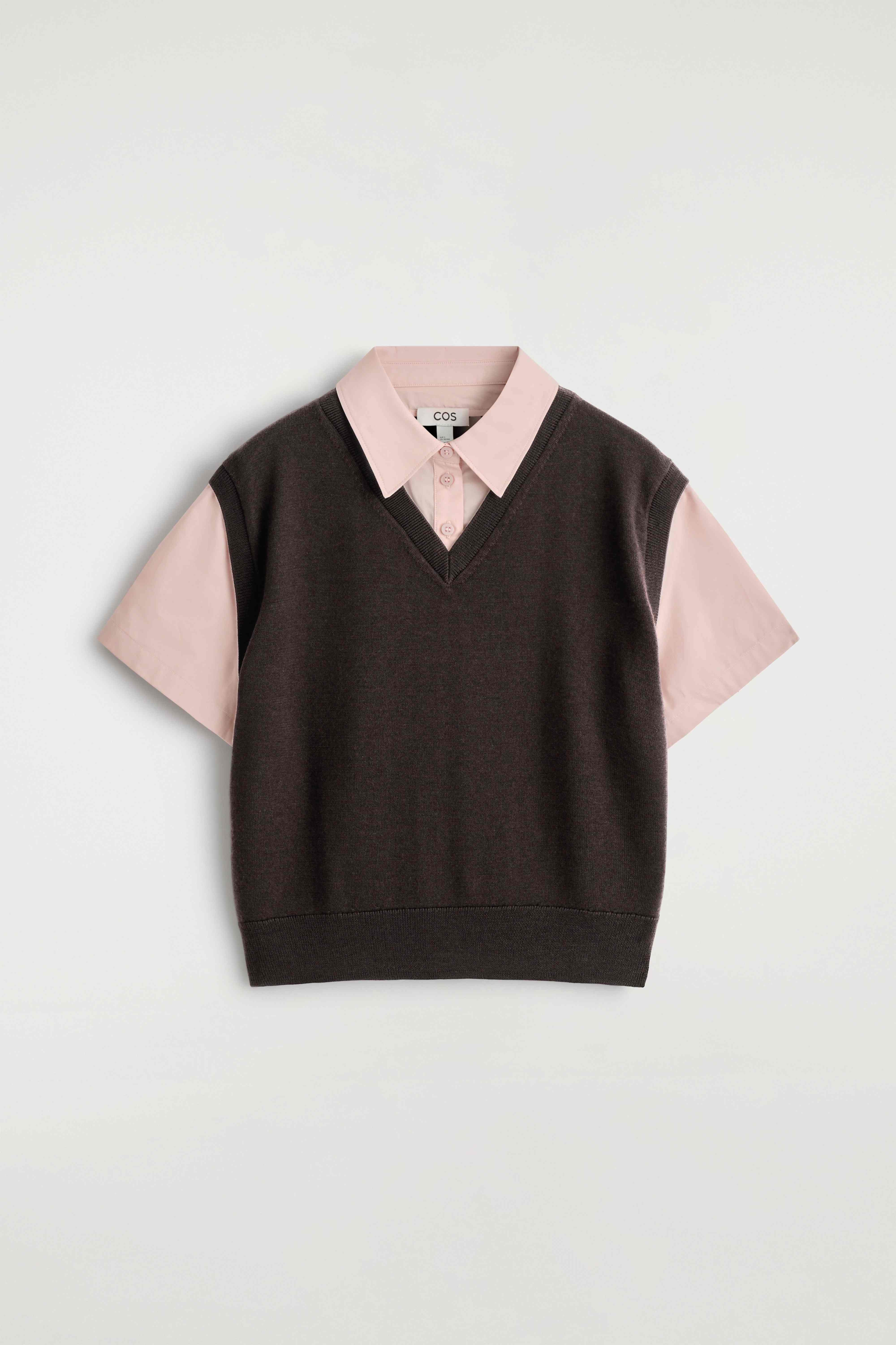 LAYERED MERINO WOOL SHIRT VEST - 1