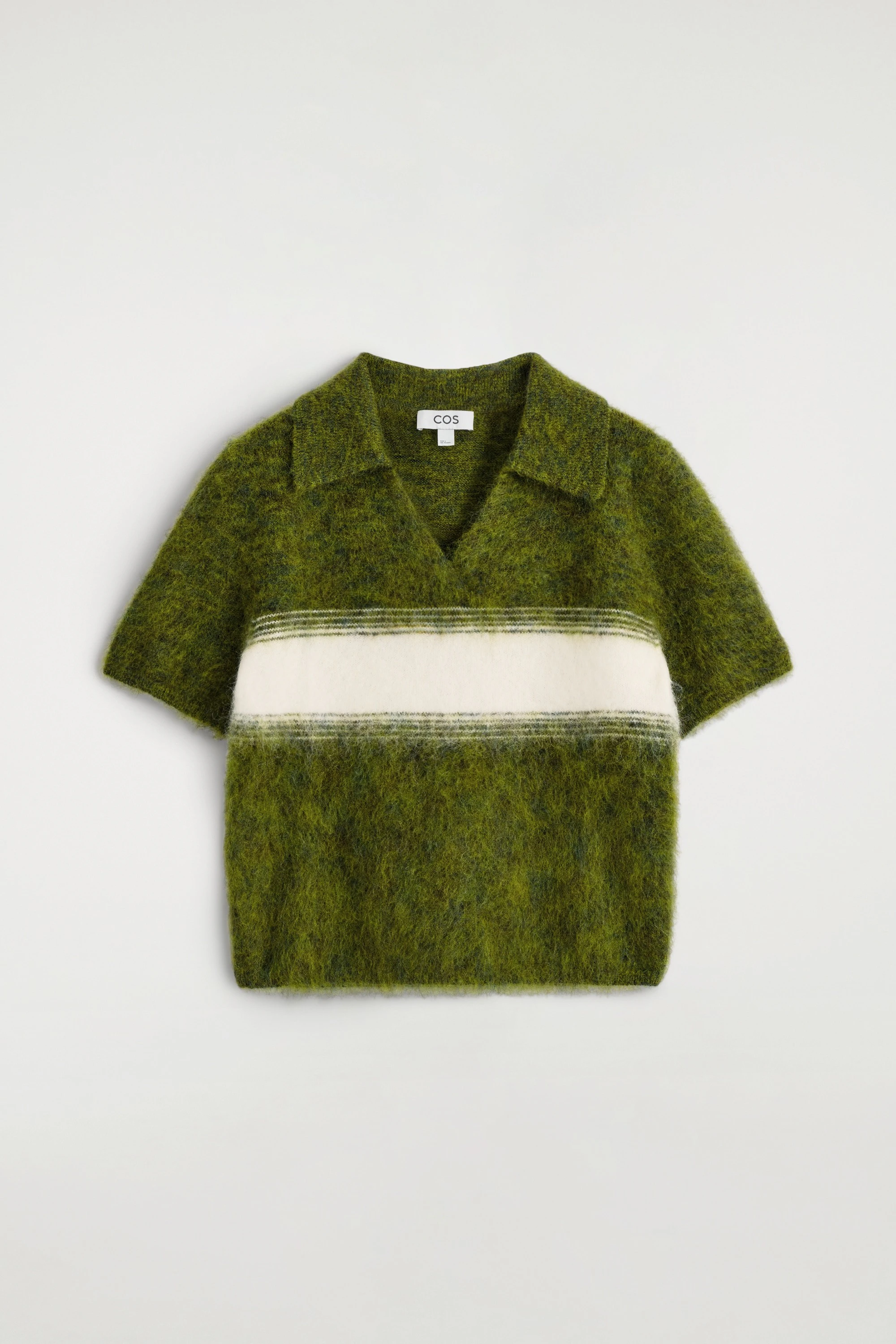 STRIPED MOHAIR-BLEND POLO JUMPER