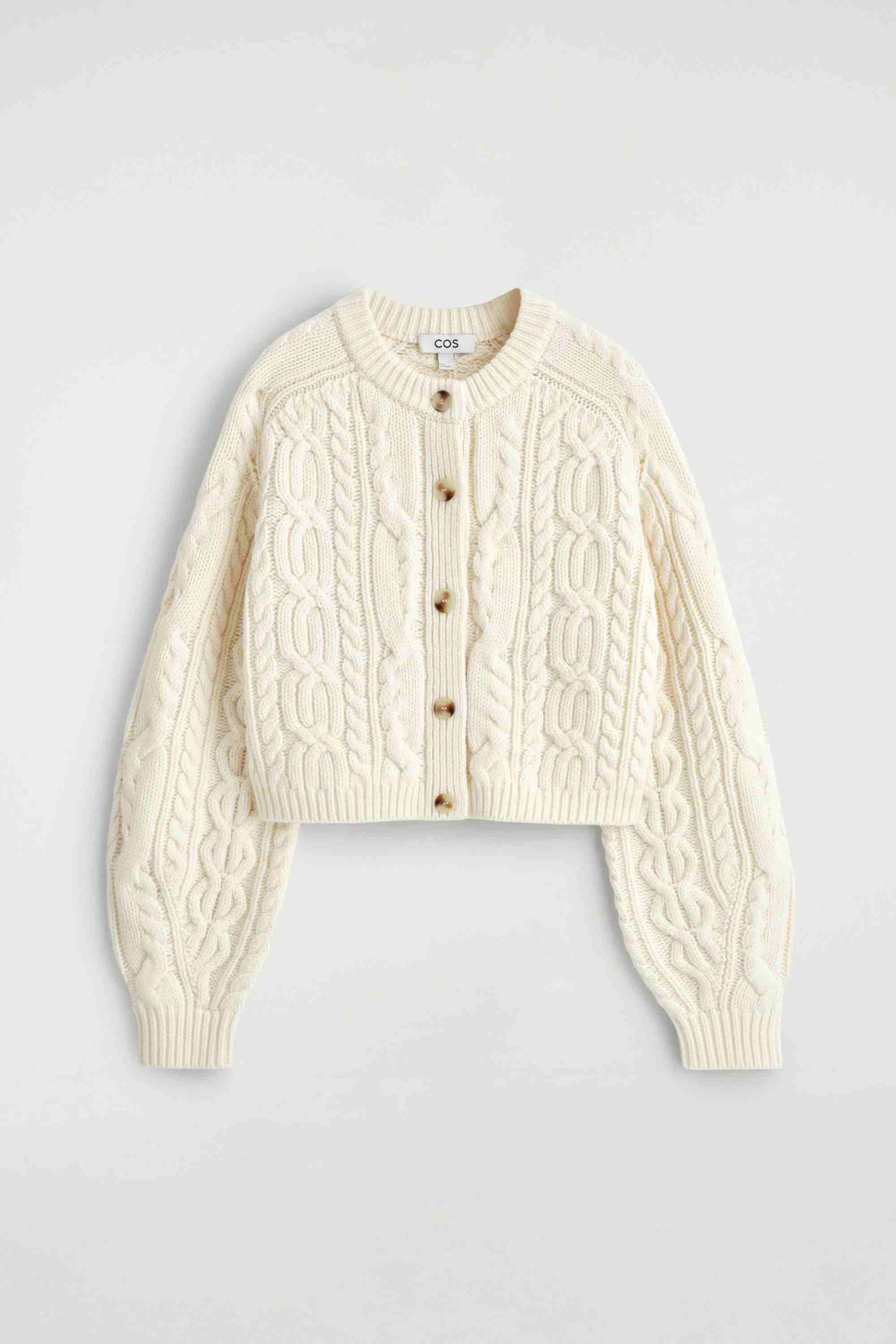 CABLE-KNIT MERINO WOOL CARDIGAN