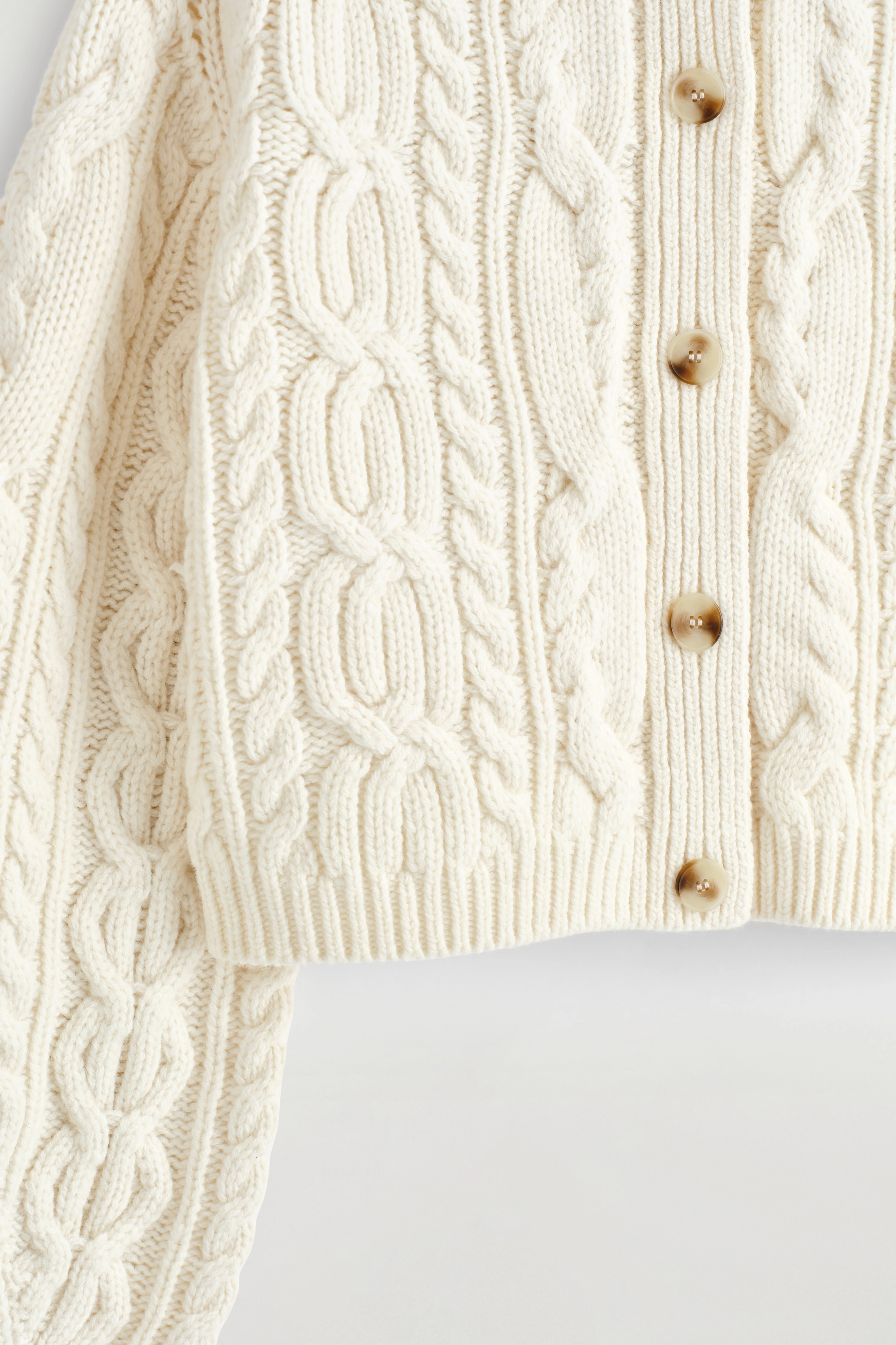 CABLE-KNIT MERINO WOOL CARDIGAN