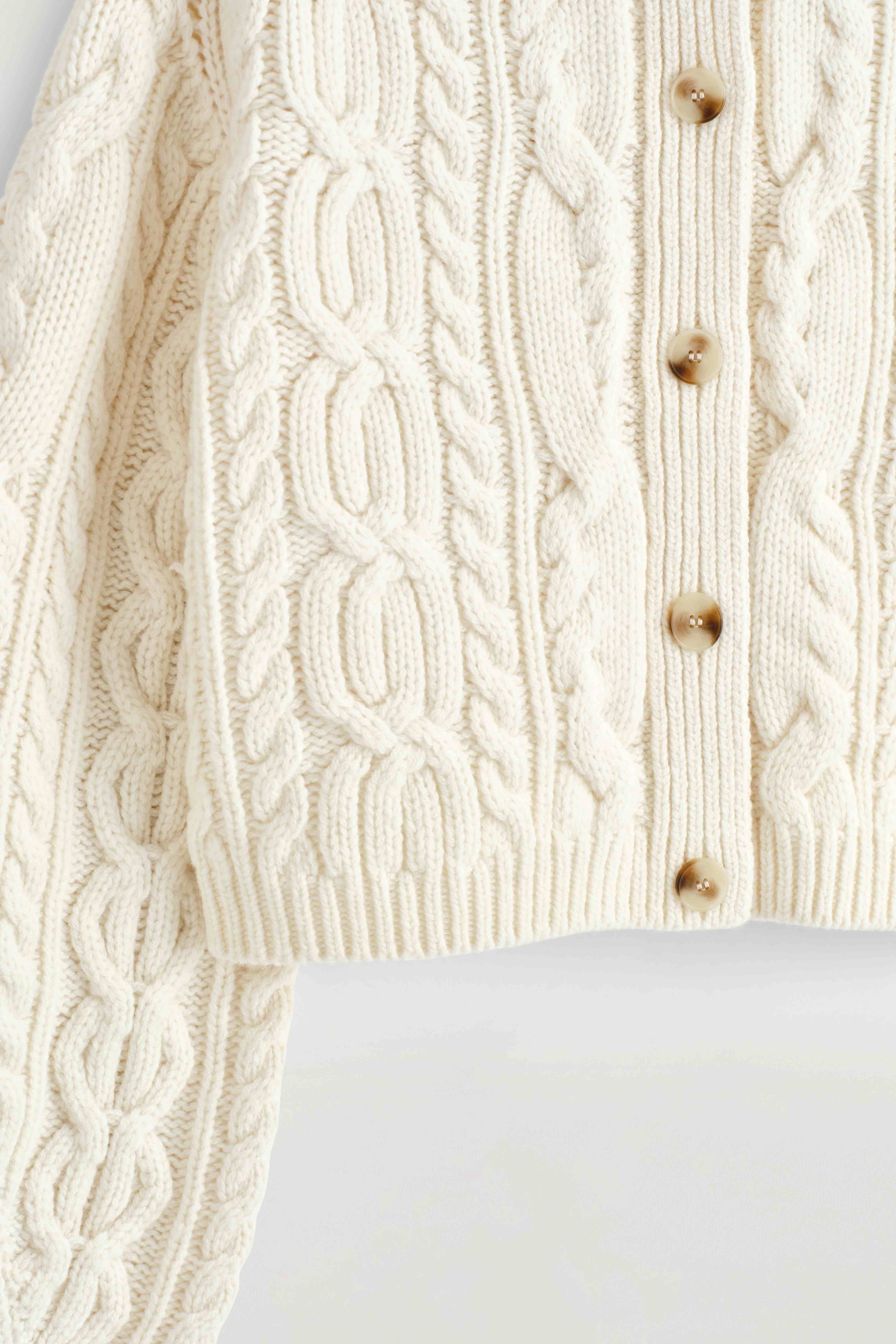 CABLE-KNIT MERINO WOOL CARDIGAN
