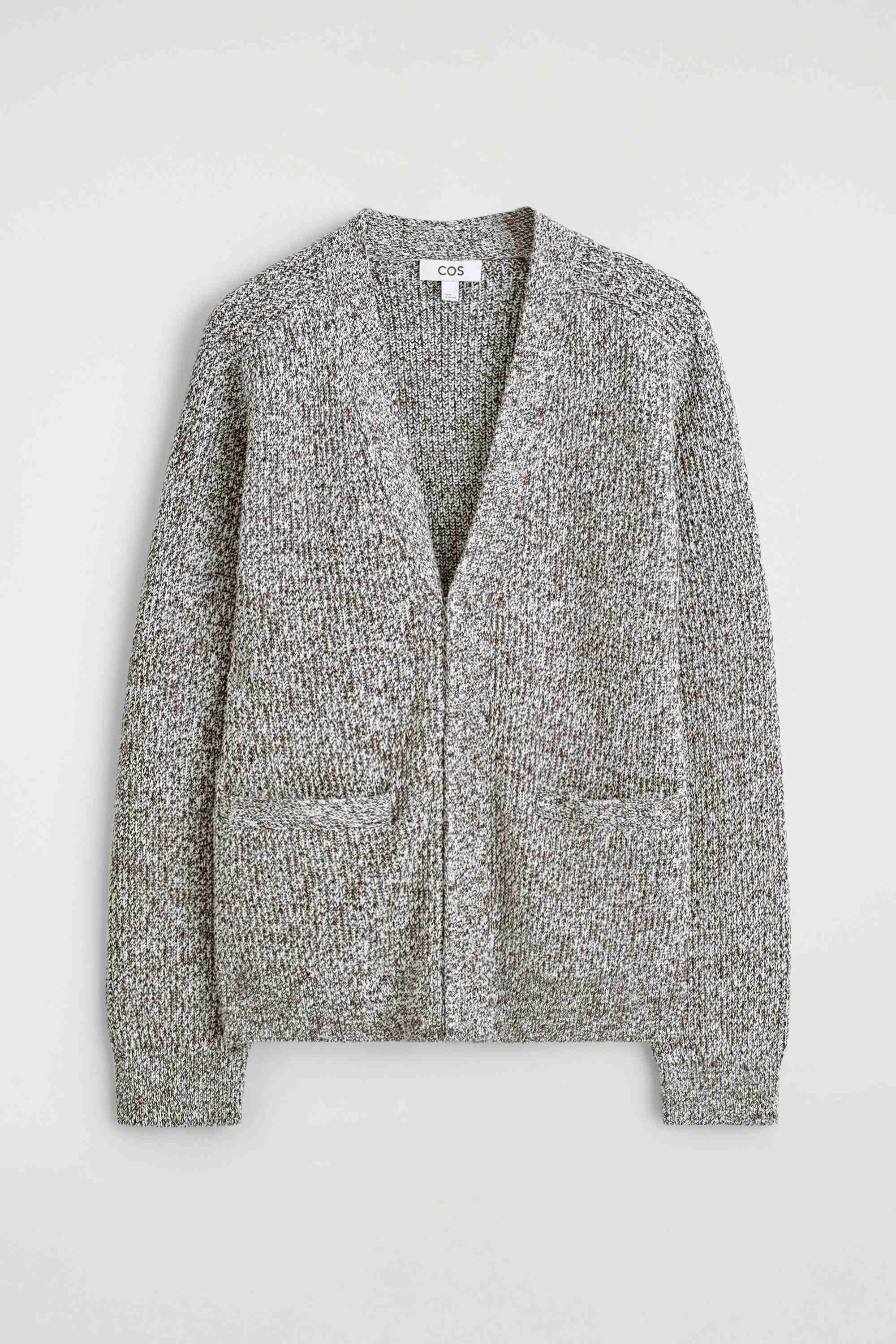 FLECKED V-NECK ZIP-UP CARDIGAN - 1