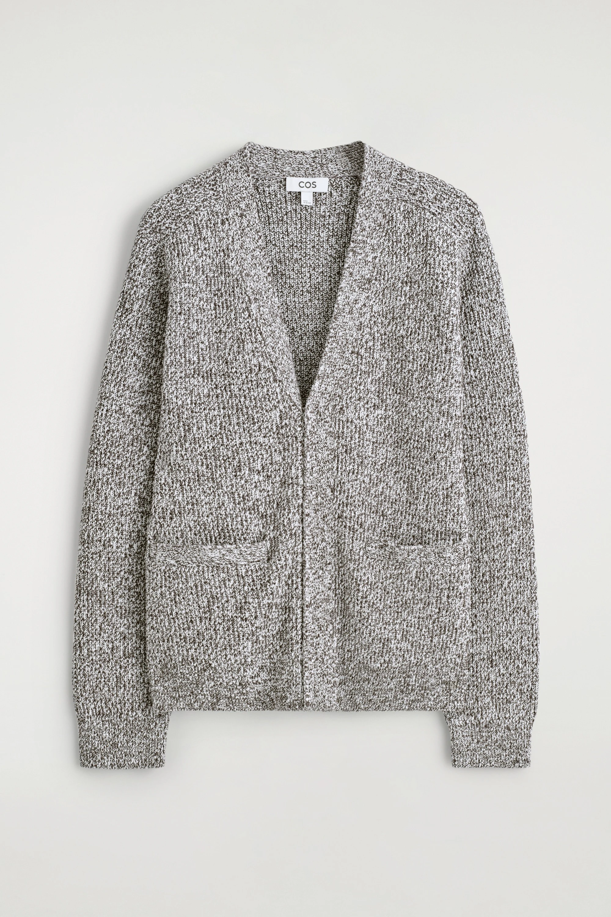 FLECKED V-NECK ZIP-UP CARDIGAN - 1