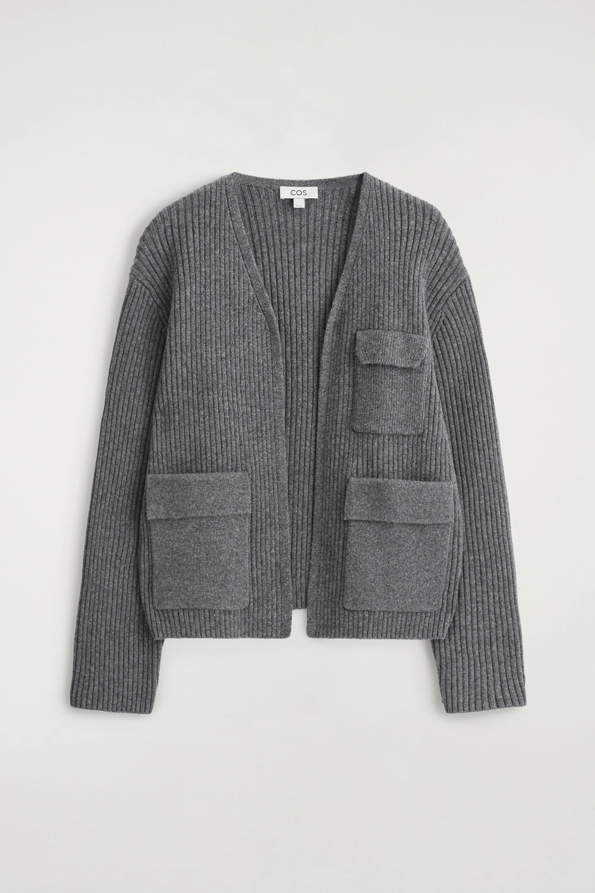 RIBBED MERINO WOOL UTILITY CARDIGAN
