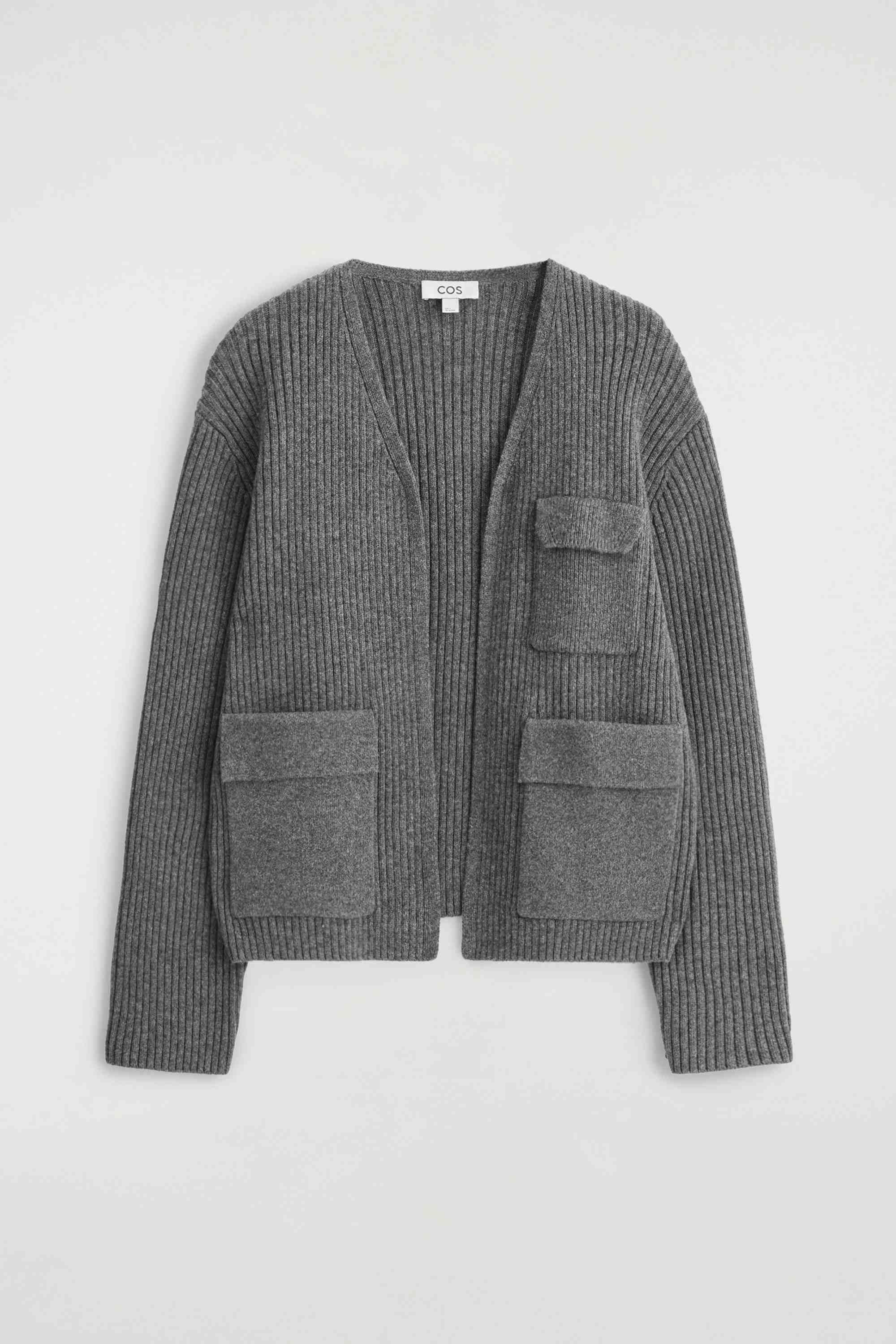 RIBBED MERINO WOOL UTILITY CARDIGAN - 1