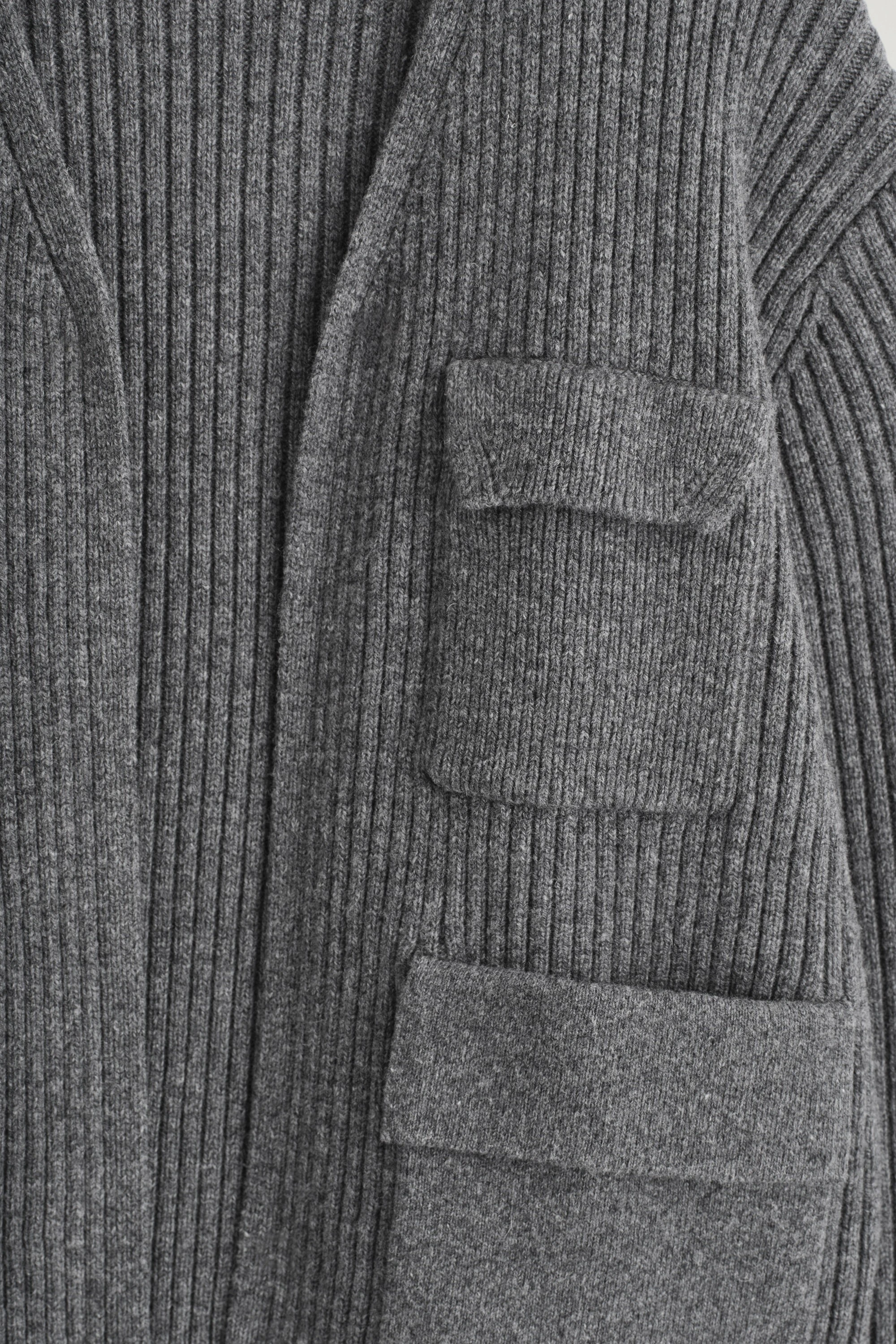 RIBBED MERINO WOOL UTILITY CARDIGAN