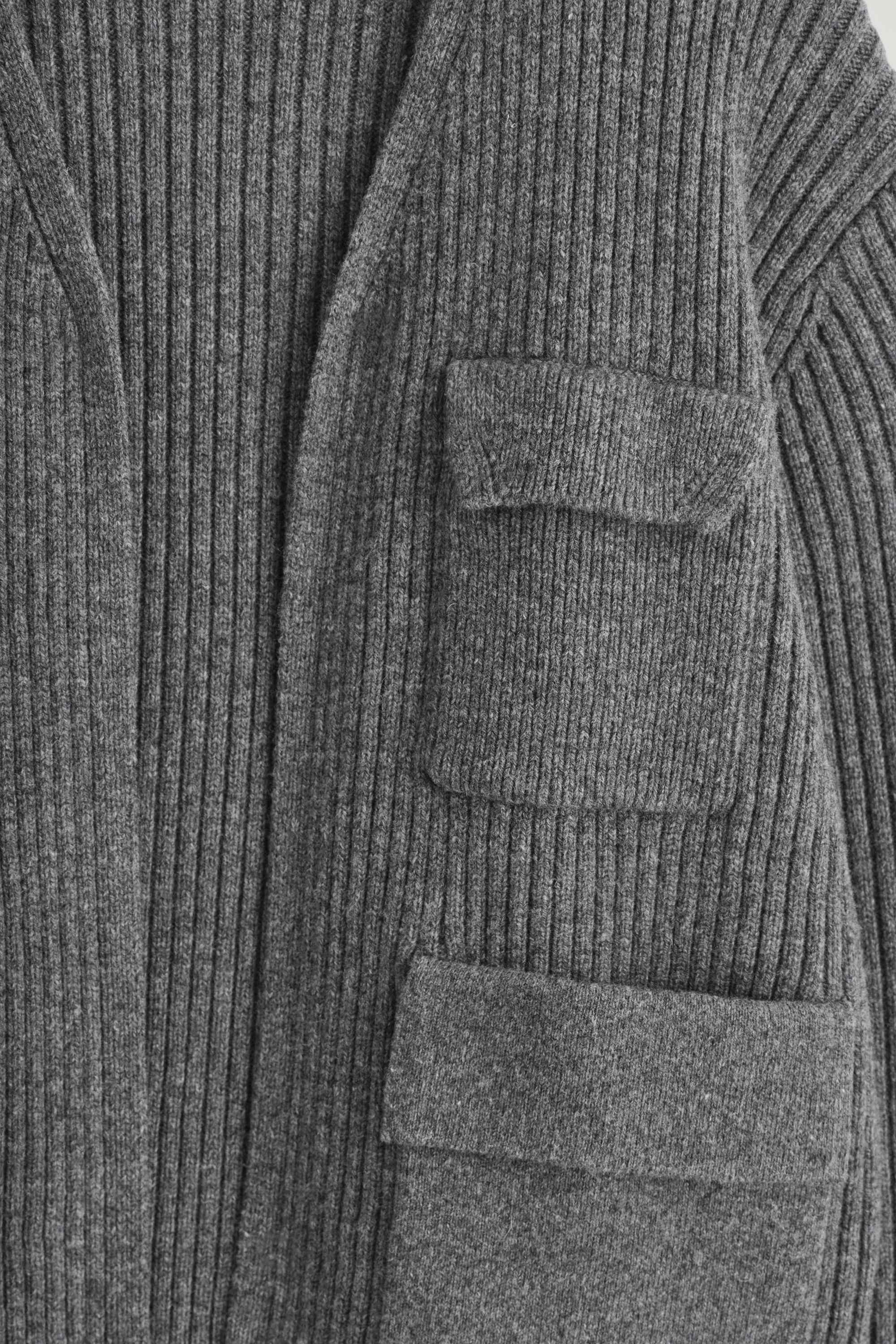 RIBBED MERINO WOOL UTILITY CARDIGAN