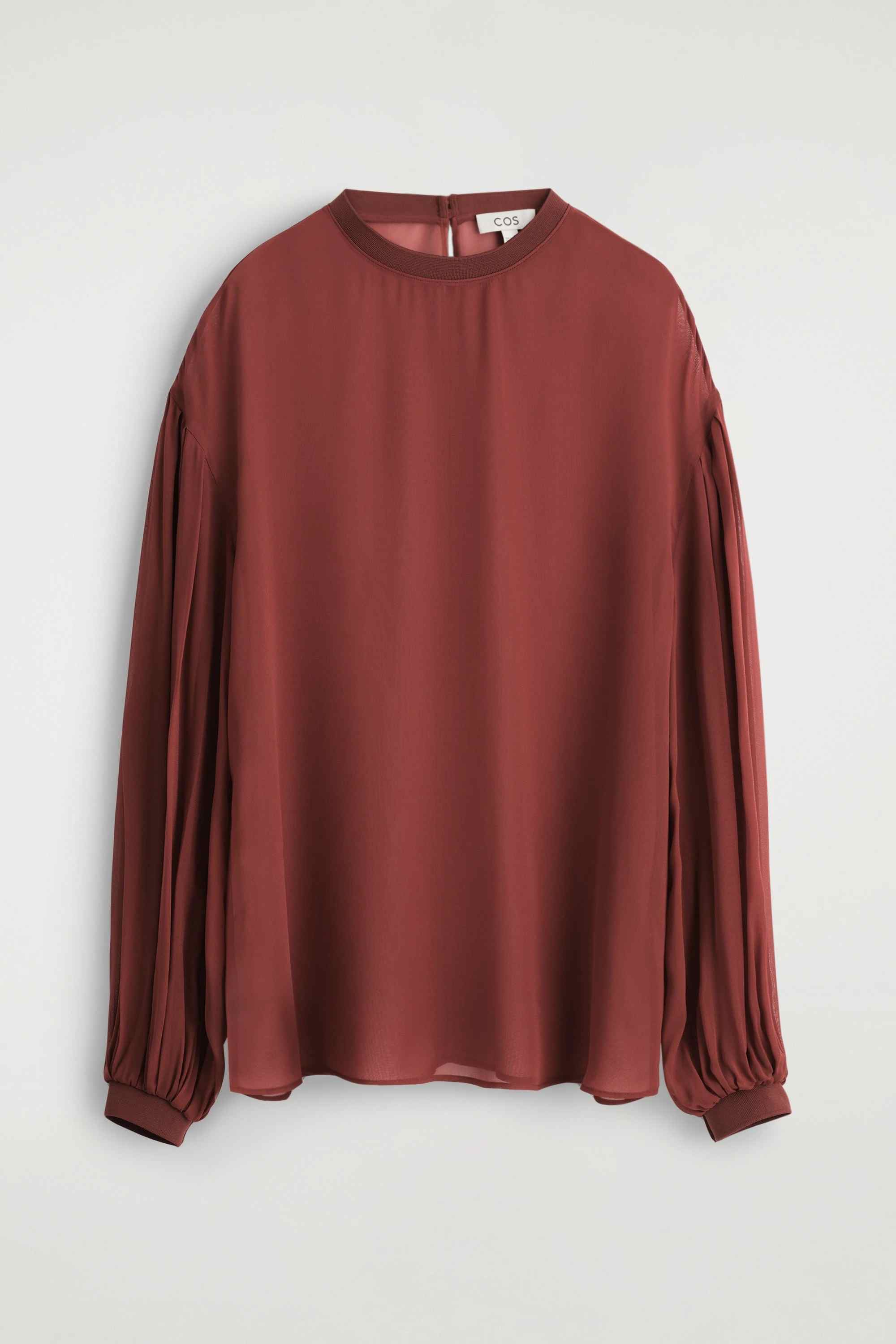 SHEER BALLOON-SLEEVE BLOUSE - 1