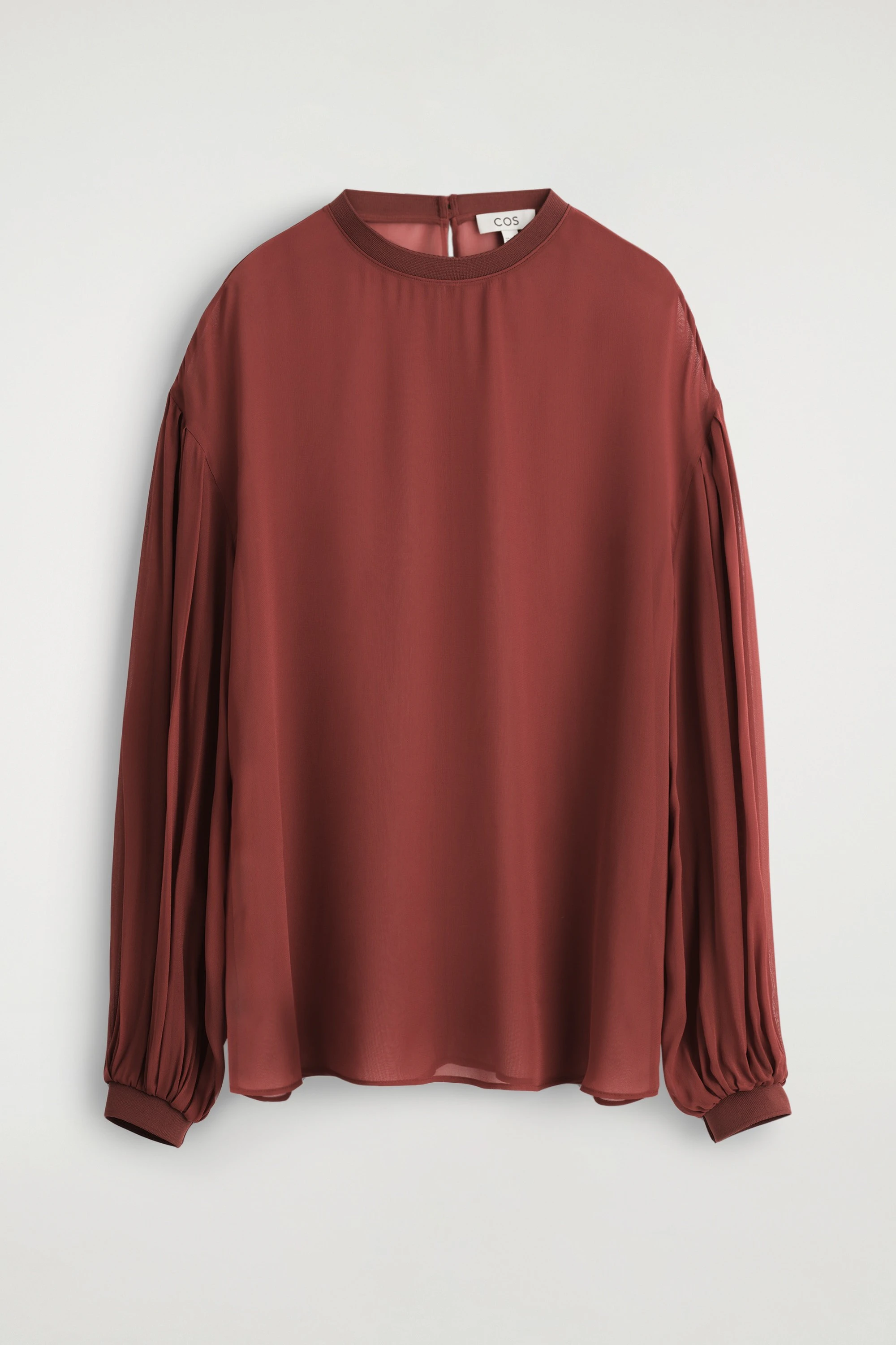 SHEER BALLOON-SLEEVE BLOUSE - 1