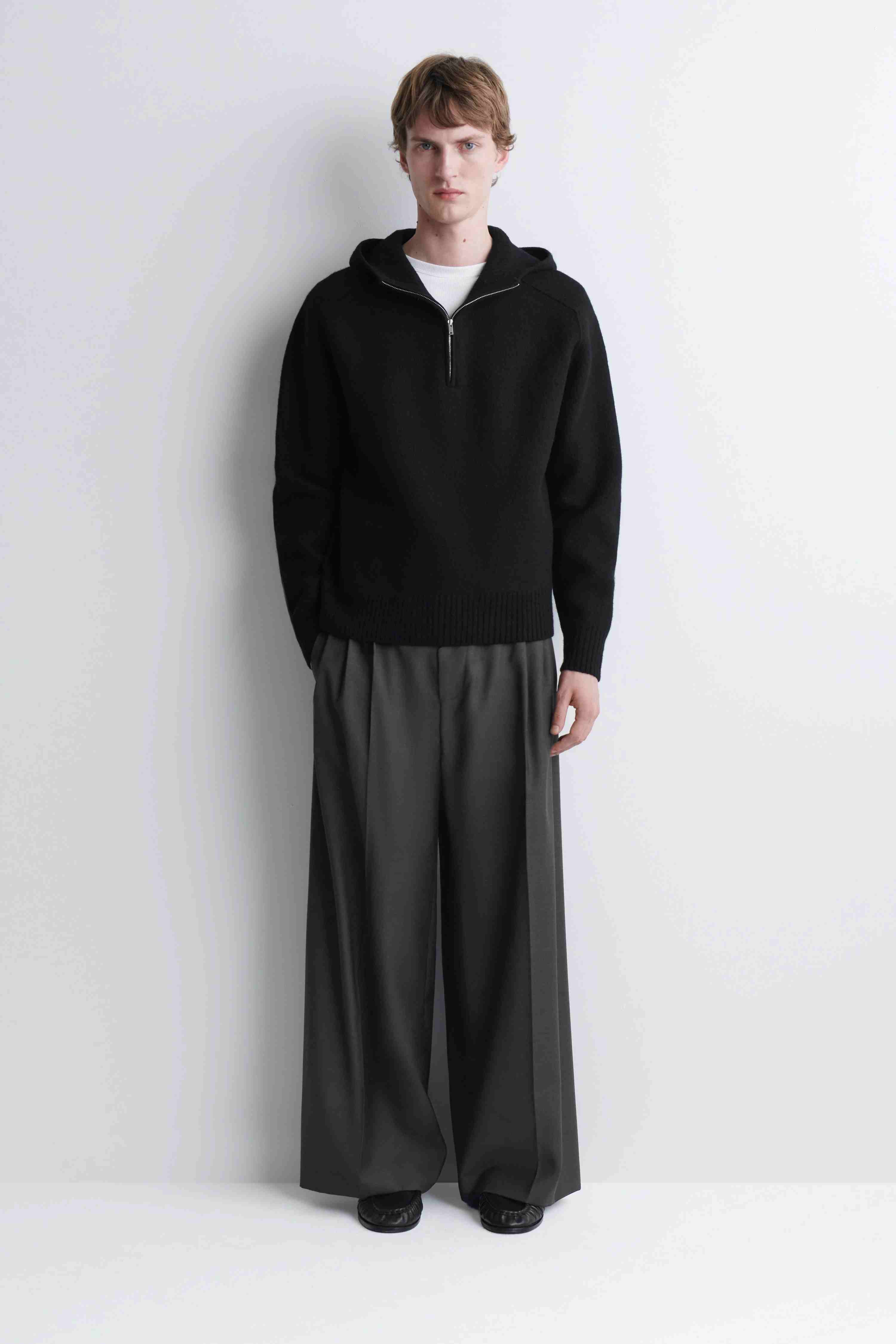 BOILED MERINO WOOL HALF-ZIP HOODIE - 3