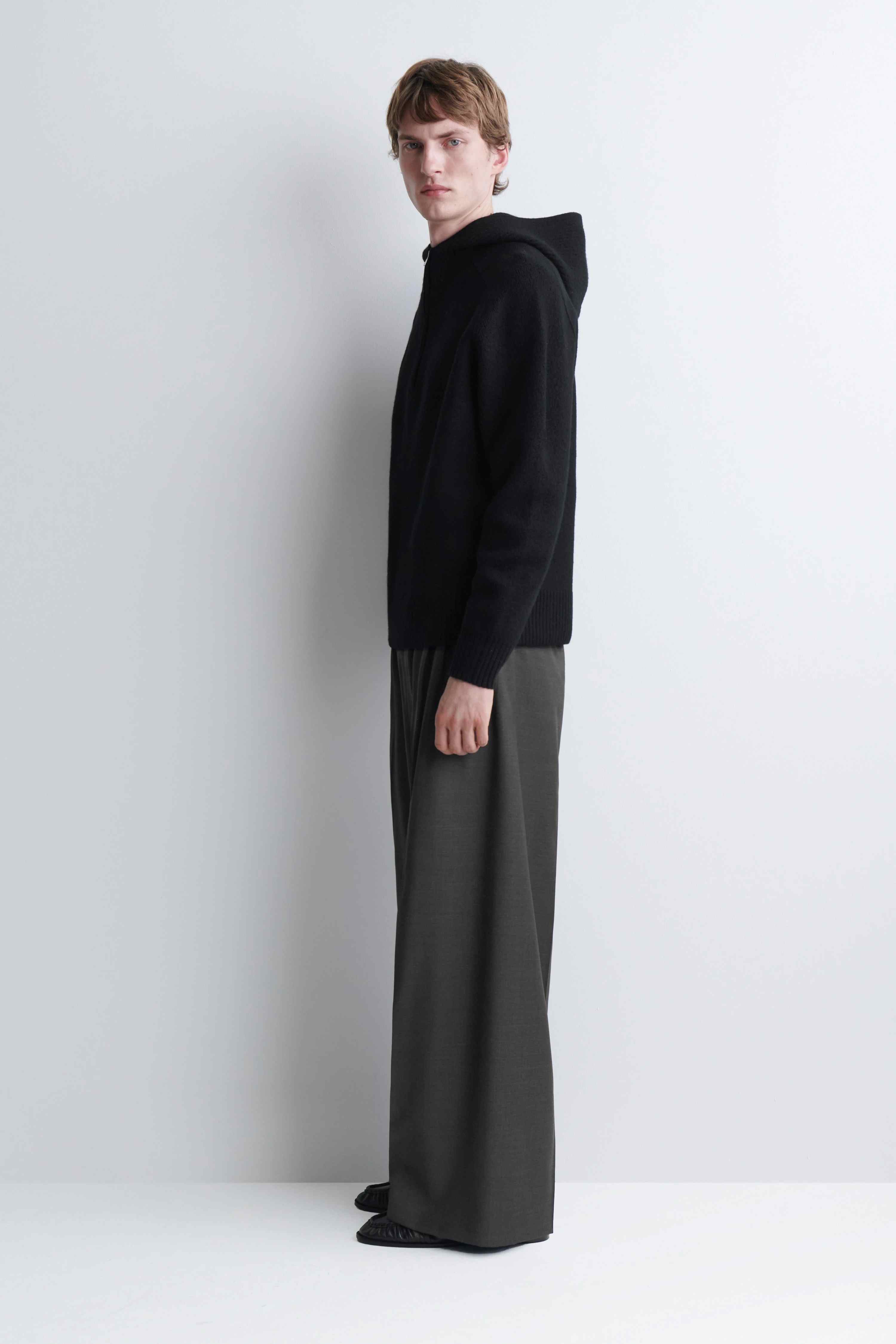 BOILED MERINO WOOL HALF-ZIP HOODIE - 4