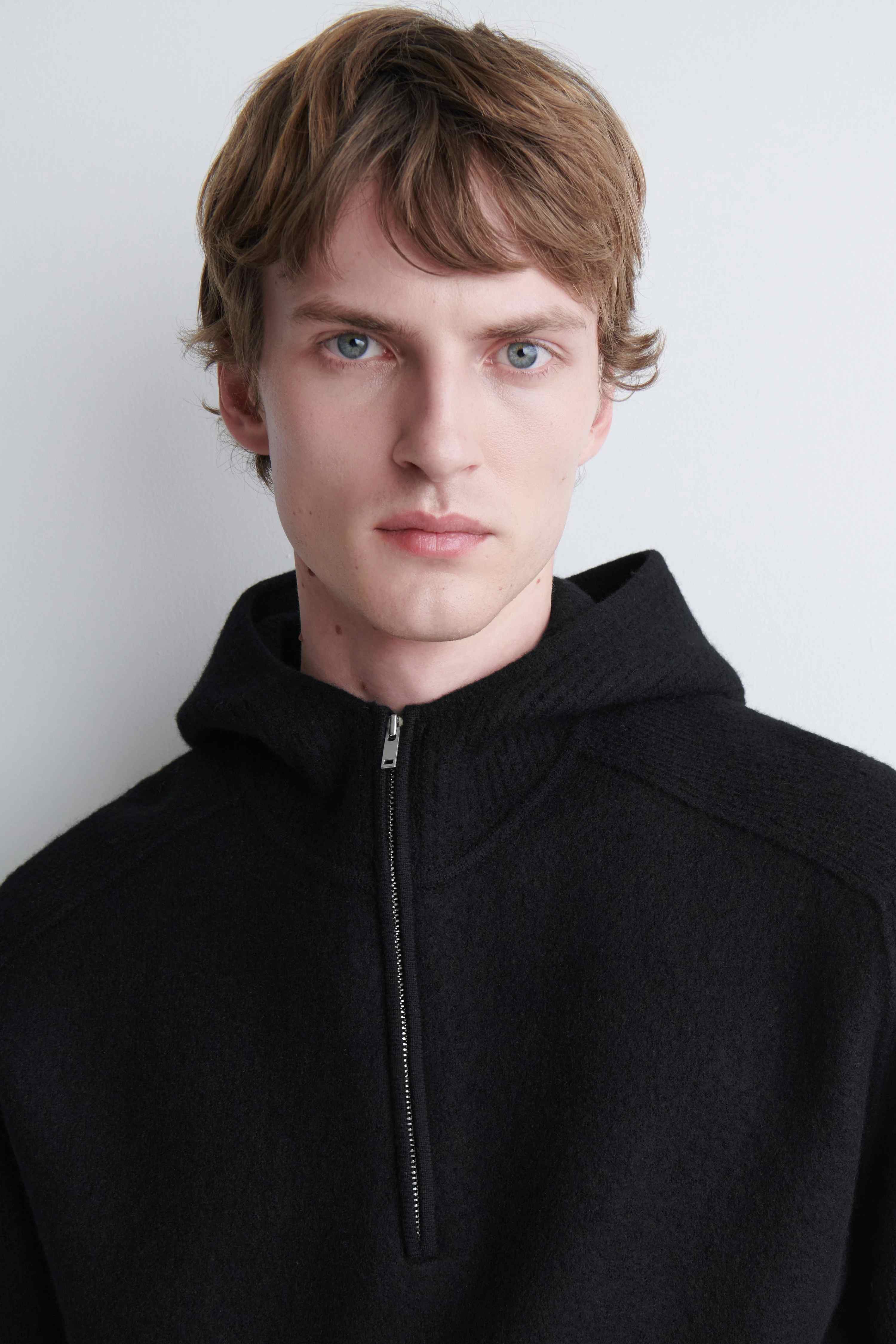 BOILED MERINO WOOL HALF-ZIP HOODIE - 5