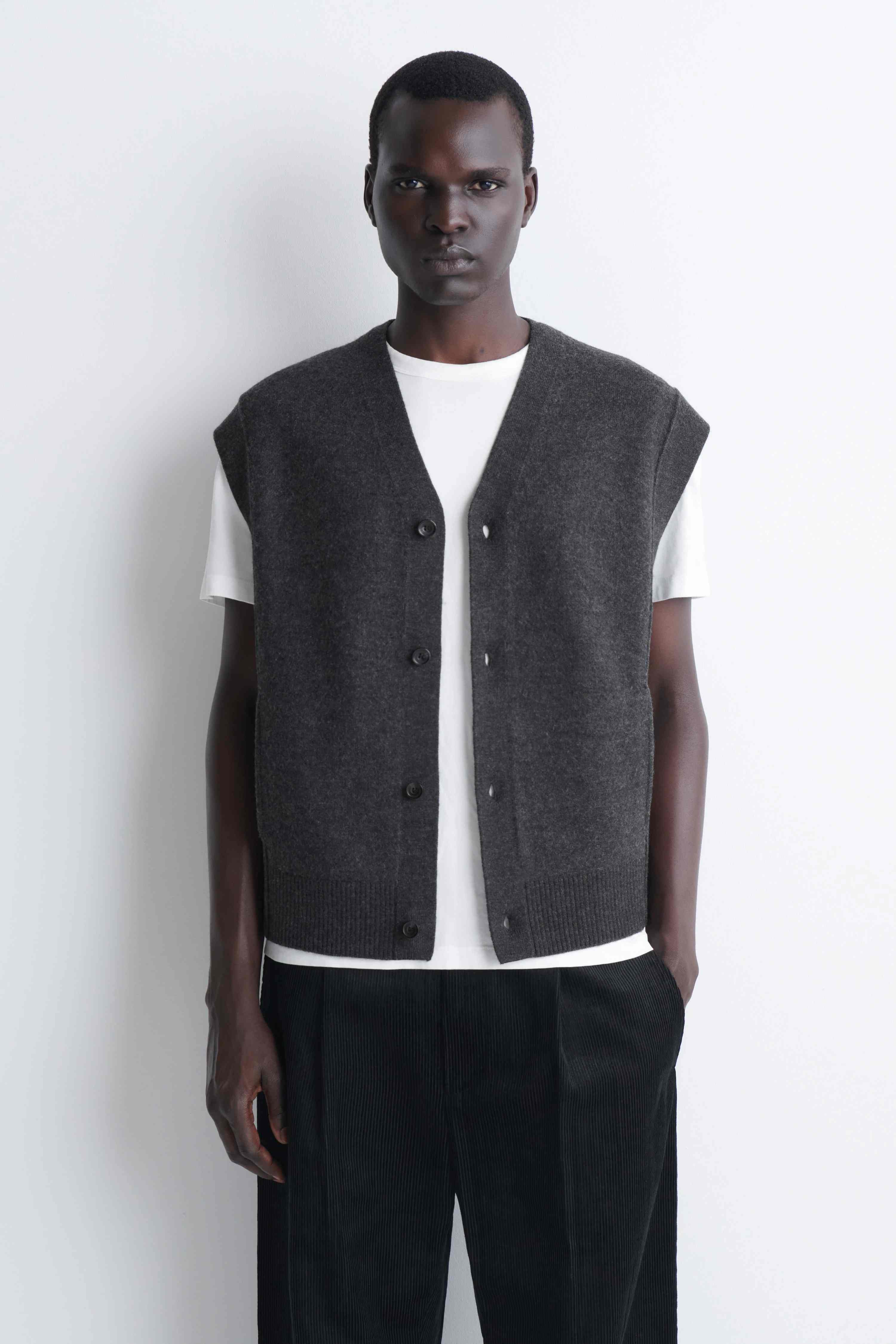 BUTTONED BOILED-WOOL VEST
