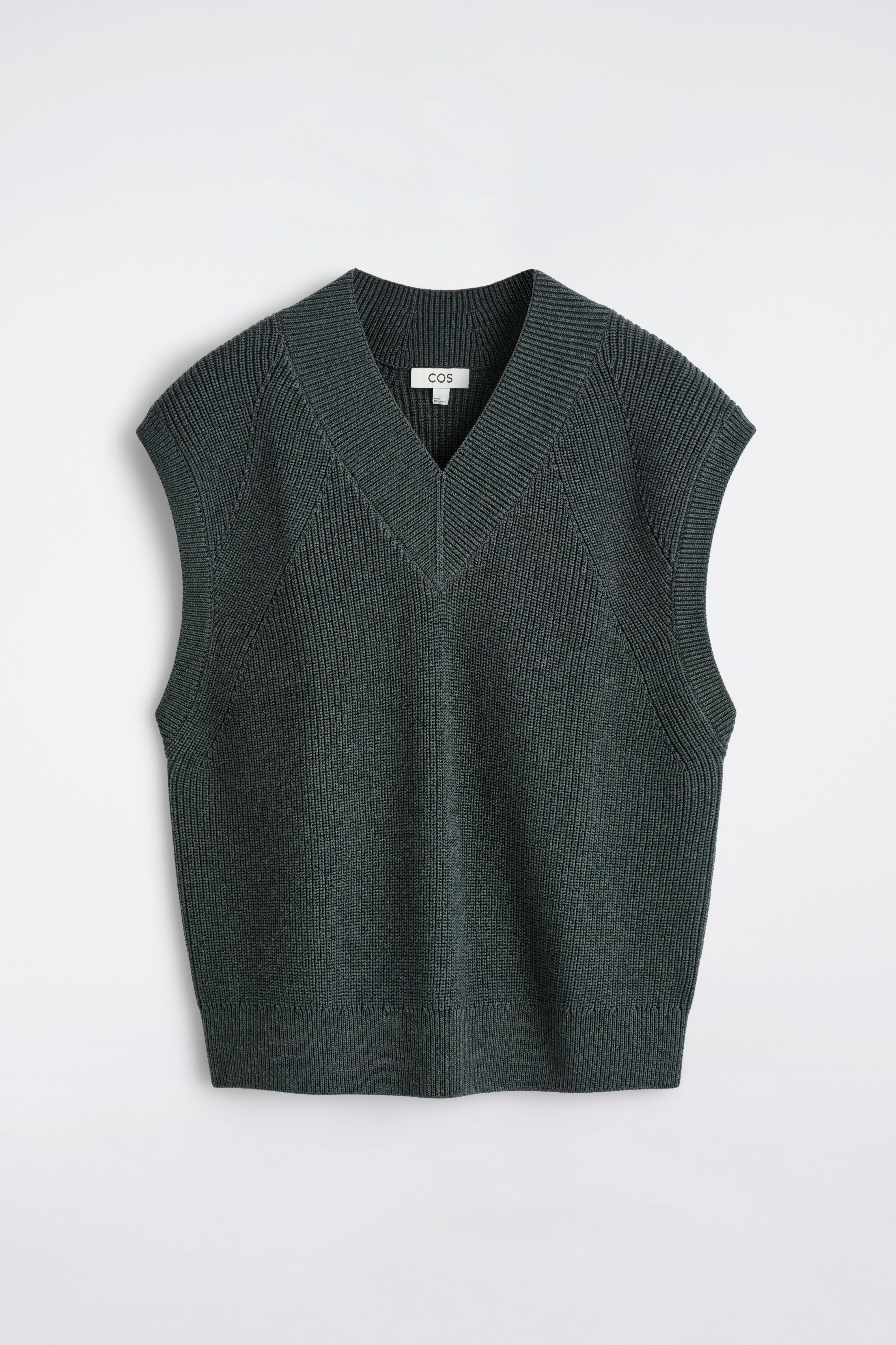 RIBBED WOOL V-NECK VEST - 6