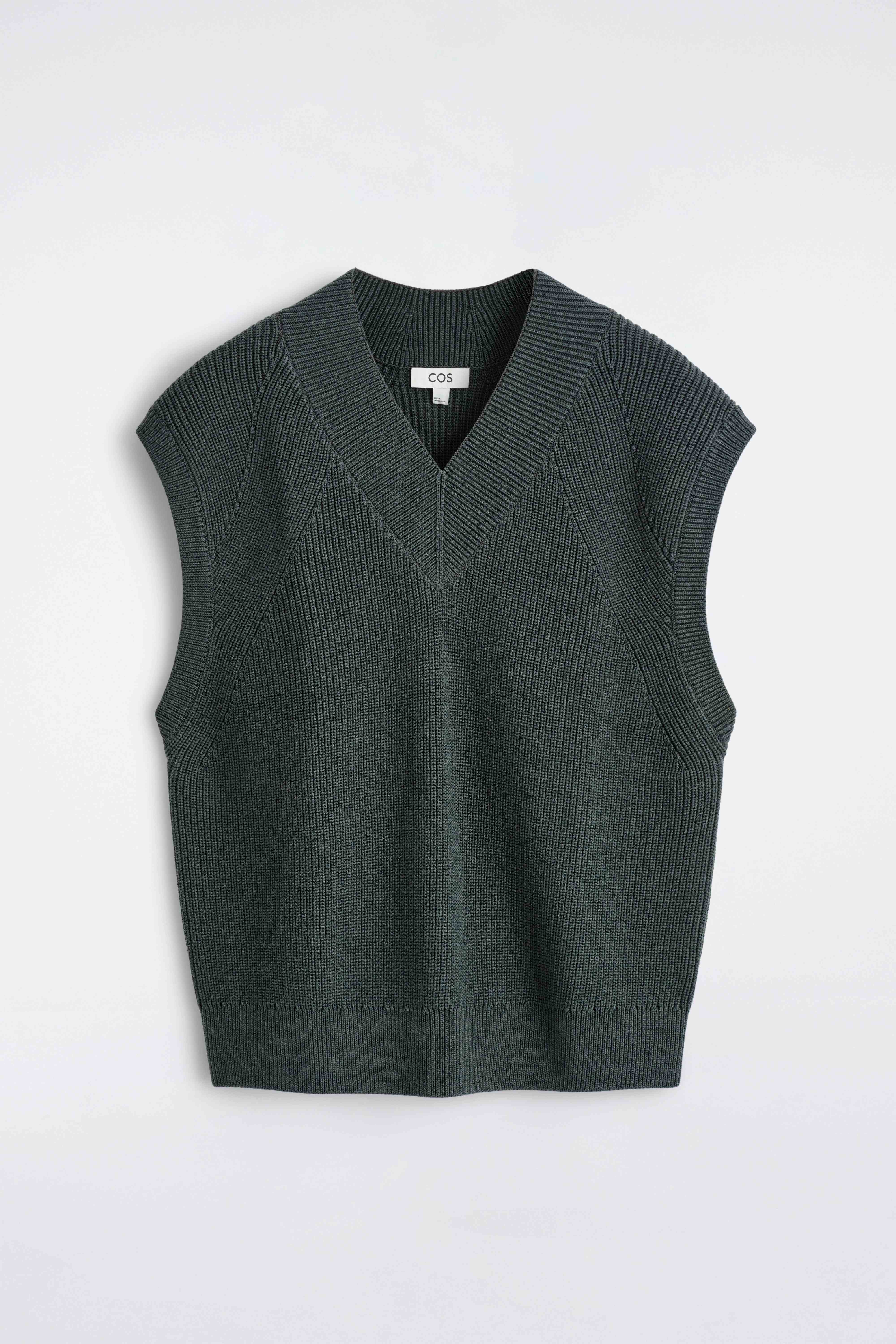 RIBBED WOOL V-NECK VEST - 6