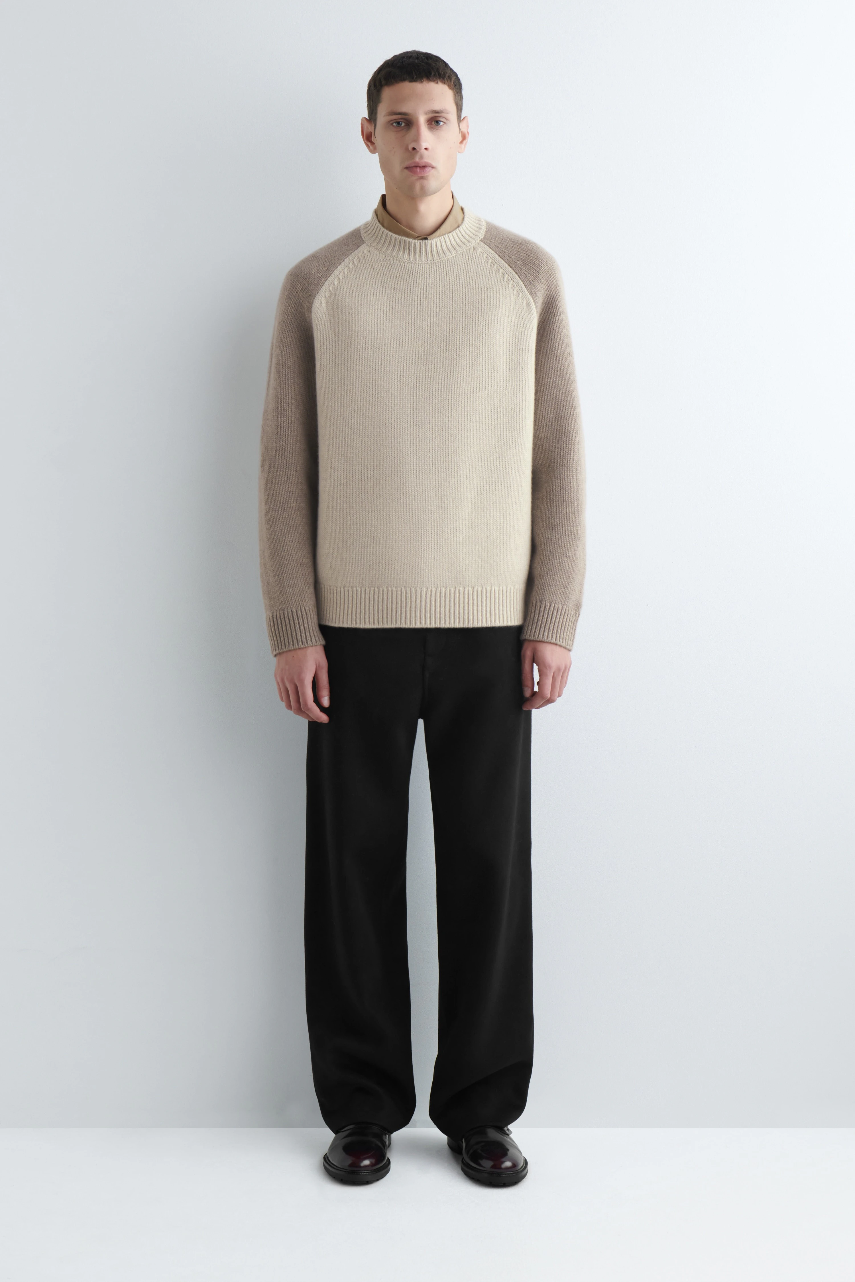 COLOUR-BLOCK PURE CASHMERE JUMPER - 3