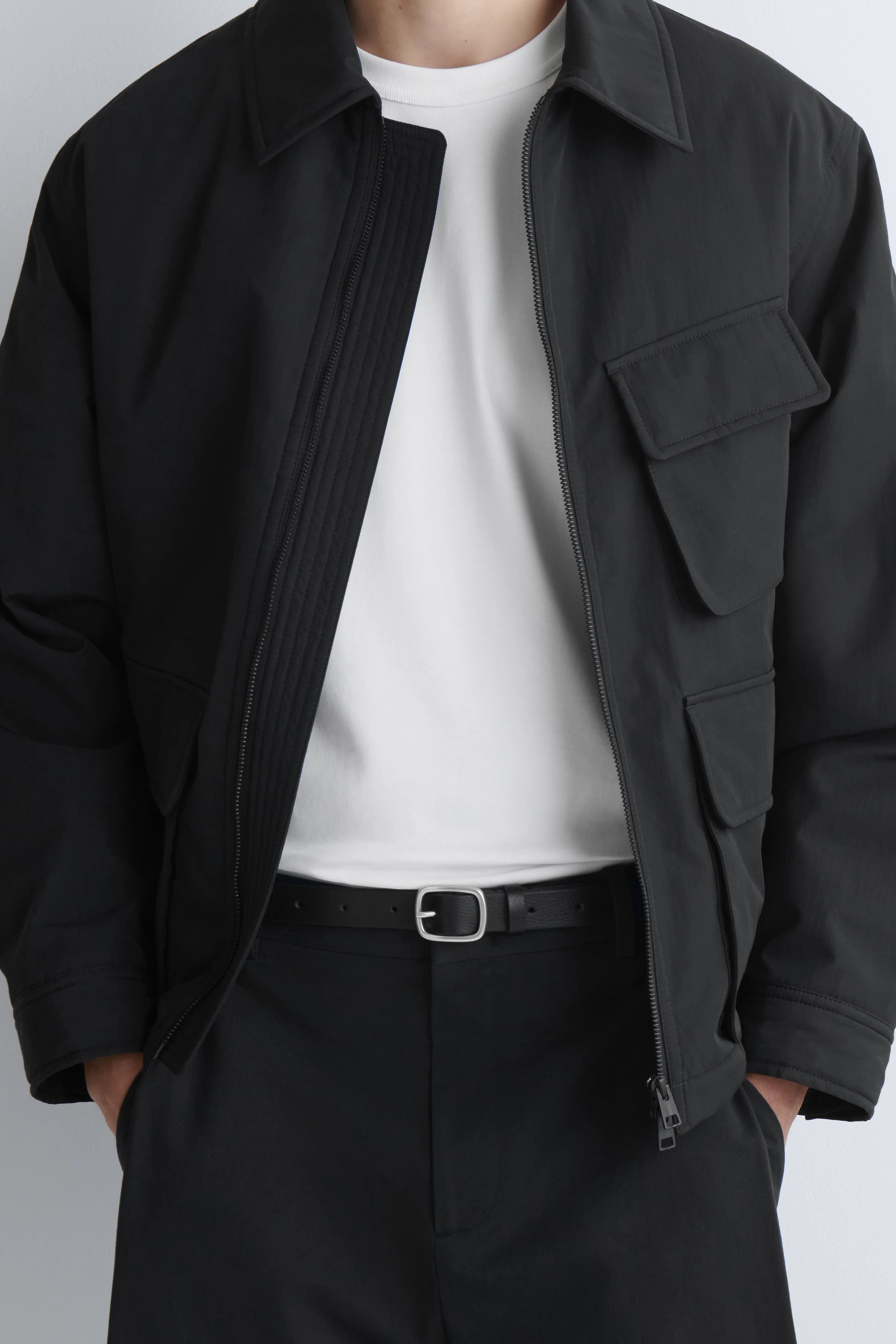 GRAINED-LEATHER BELT