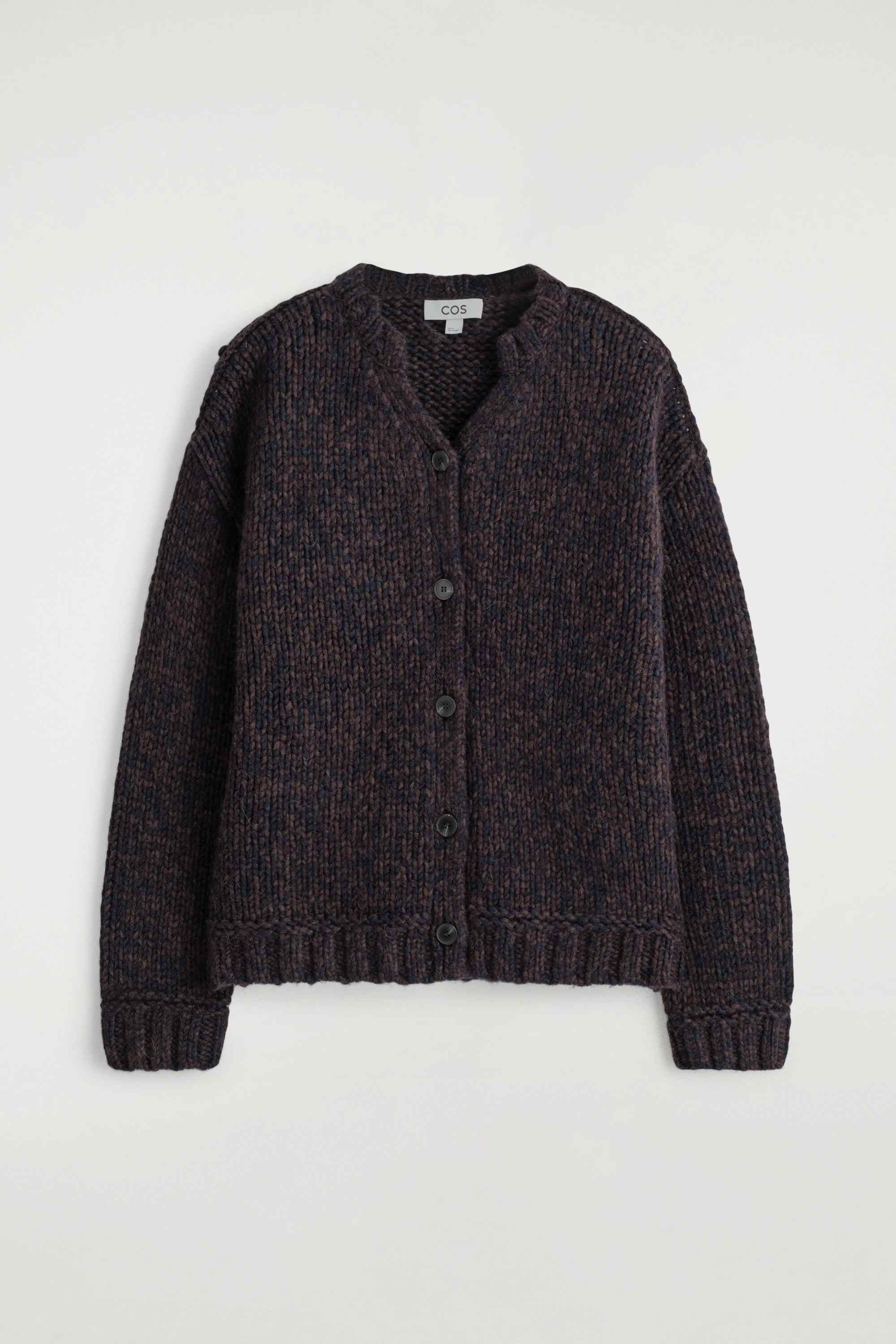 FLECKED CHUNKY WOOL-ALPACA CARDIGAN - 1