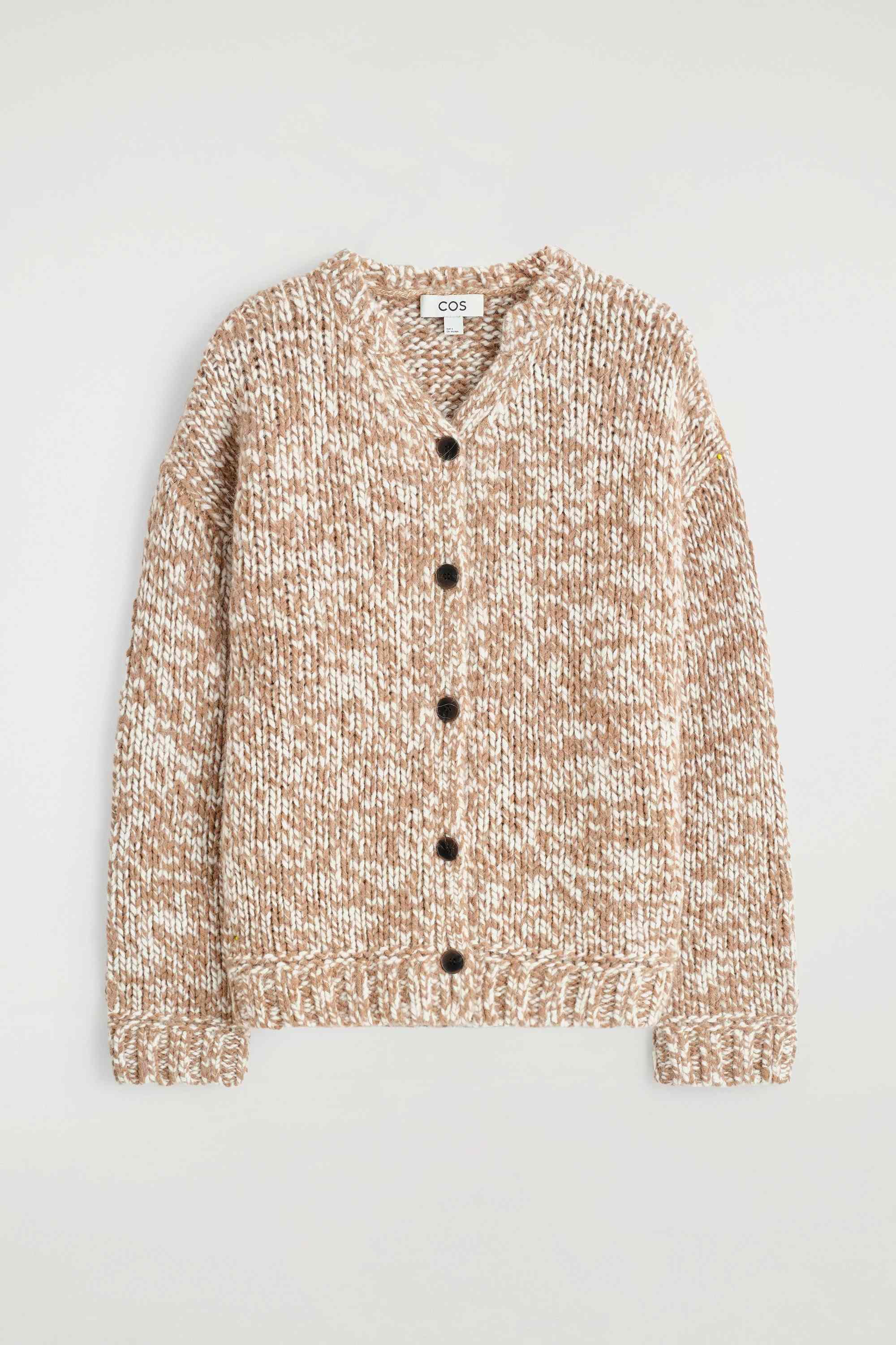 FLECKED CHUNKY WOOL-ALPACA CARDIGAN - 1