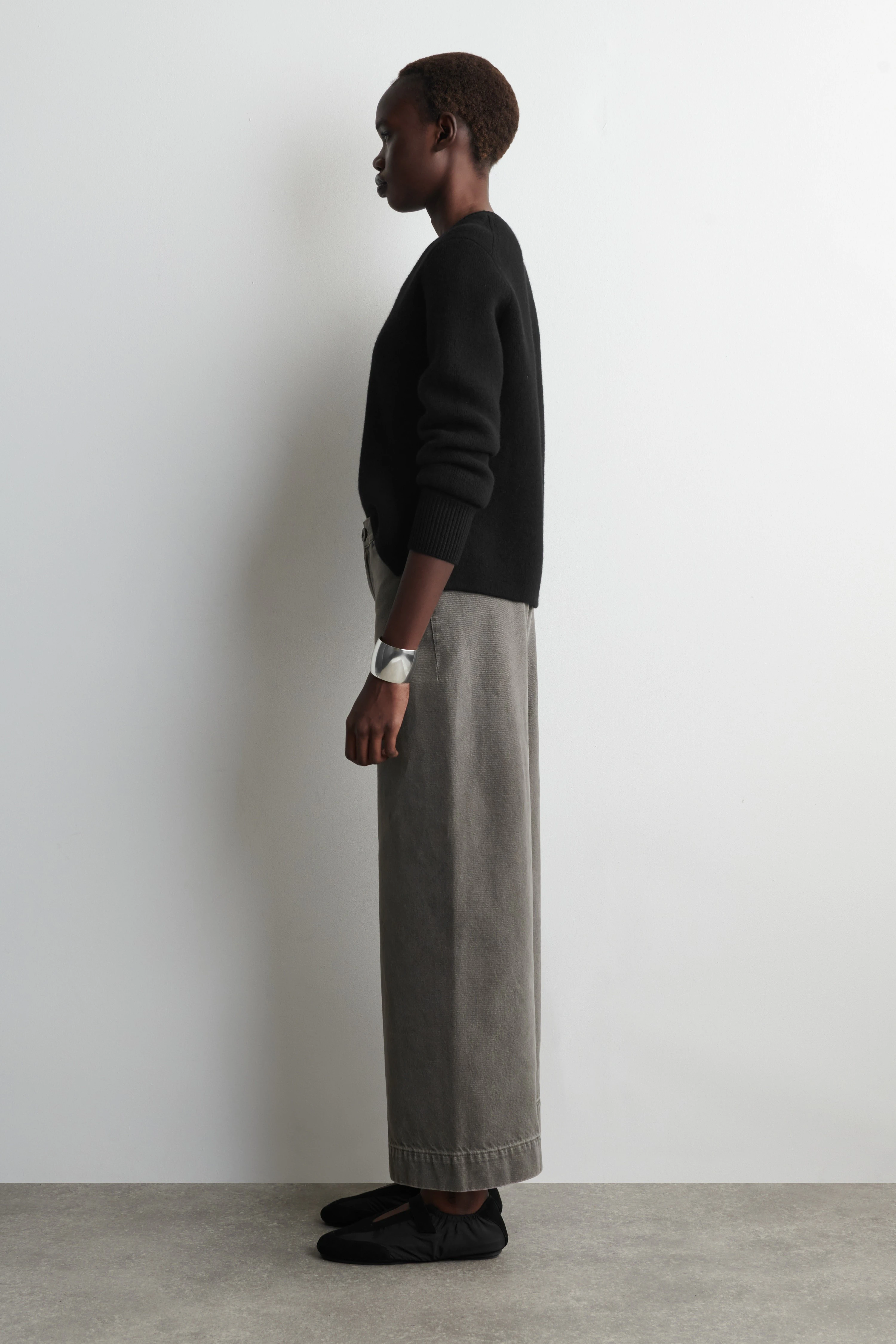 CROPPED WIDE-LEG DENIM TROUSERS - 4