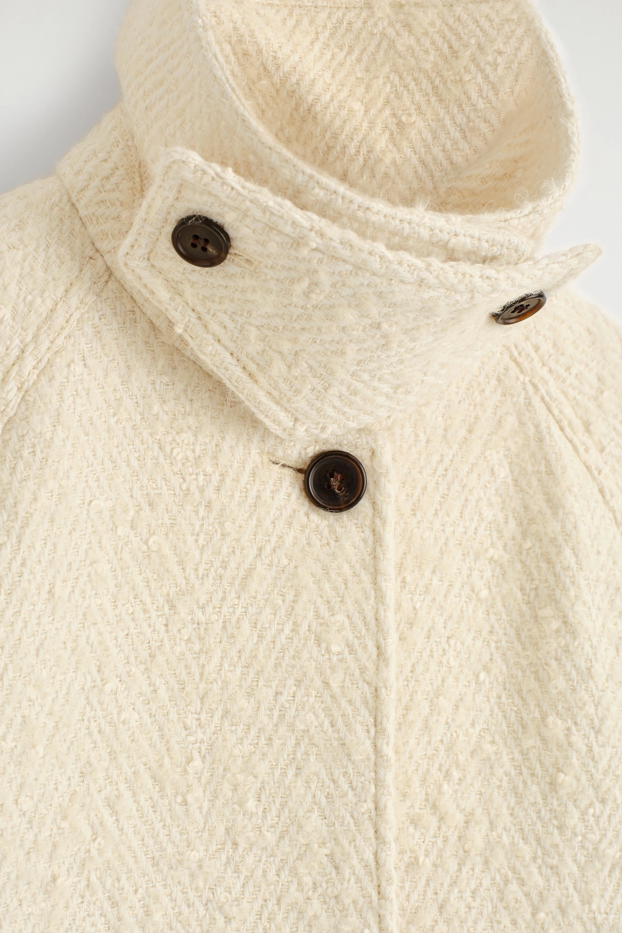 FUNNEL-NECK WOOL-HERRINGBONE SHORT COAT - 7