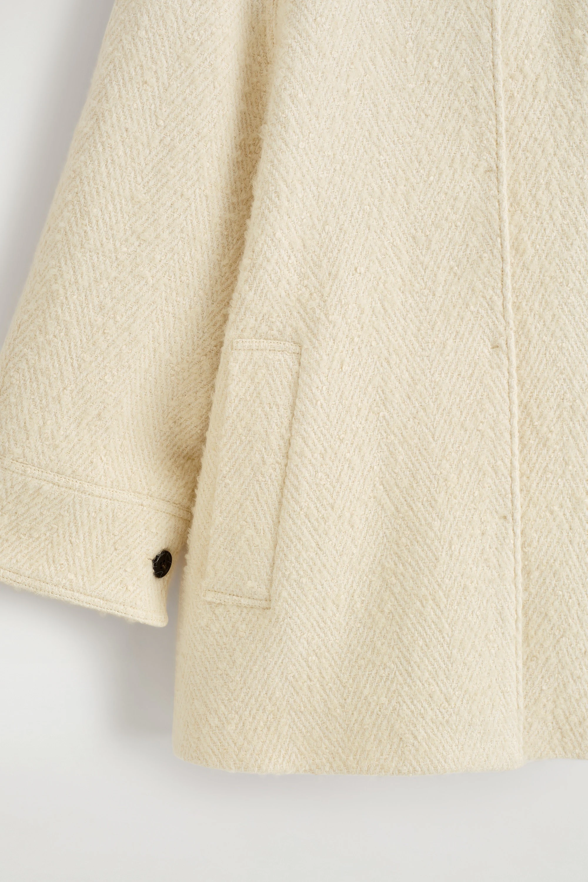 FUNNEL-NECK WOOL-HERRINGBONE SHORT COAT - 8