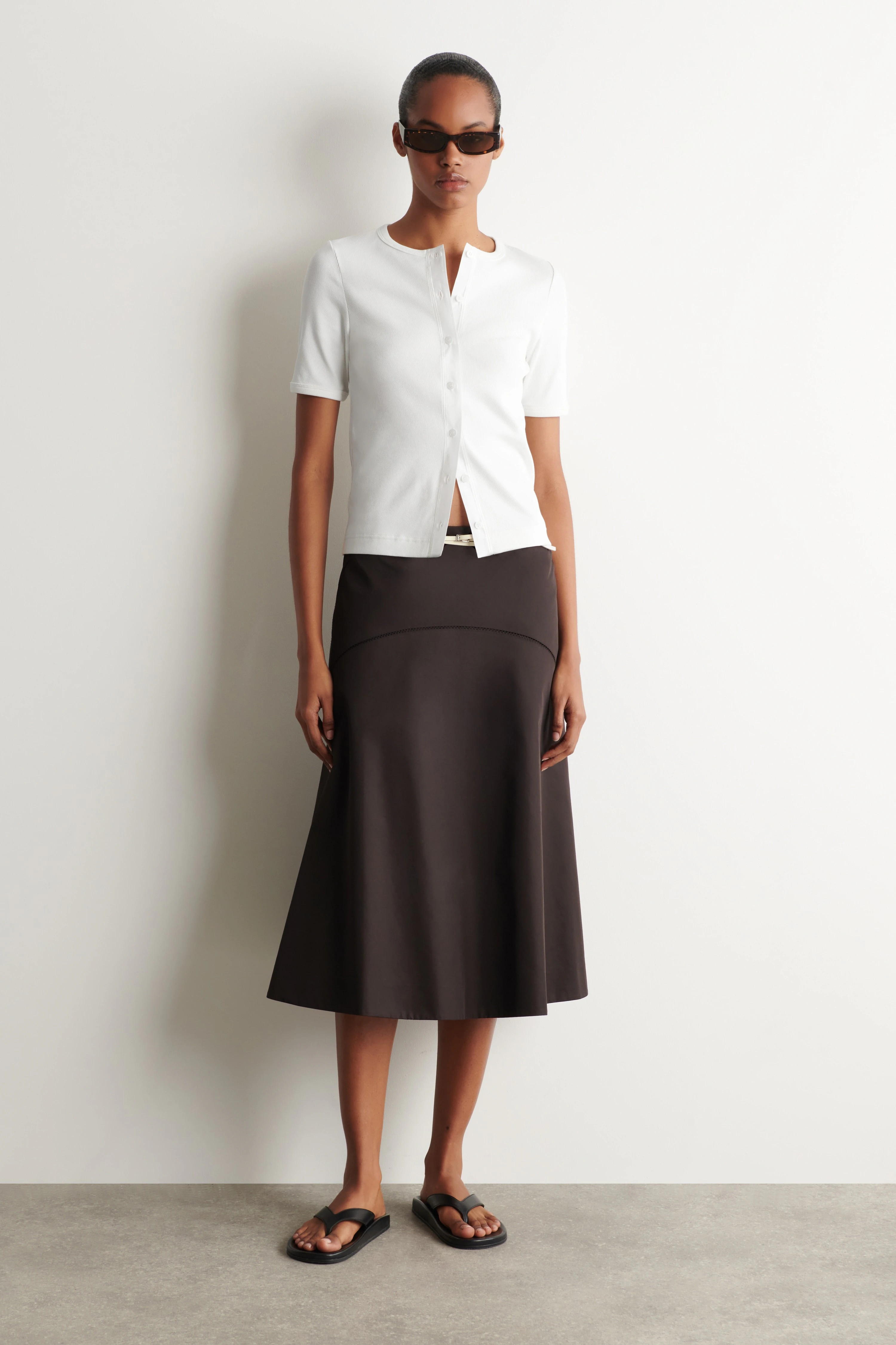 EMBROIDERED COTTON MIDI SKIRT