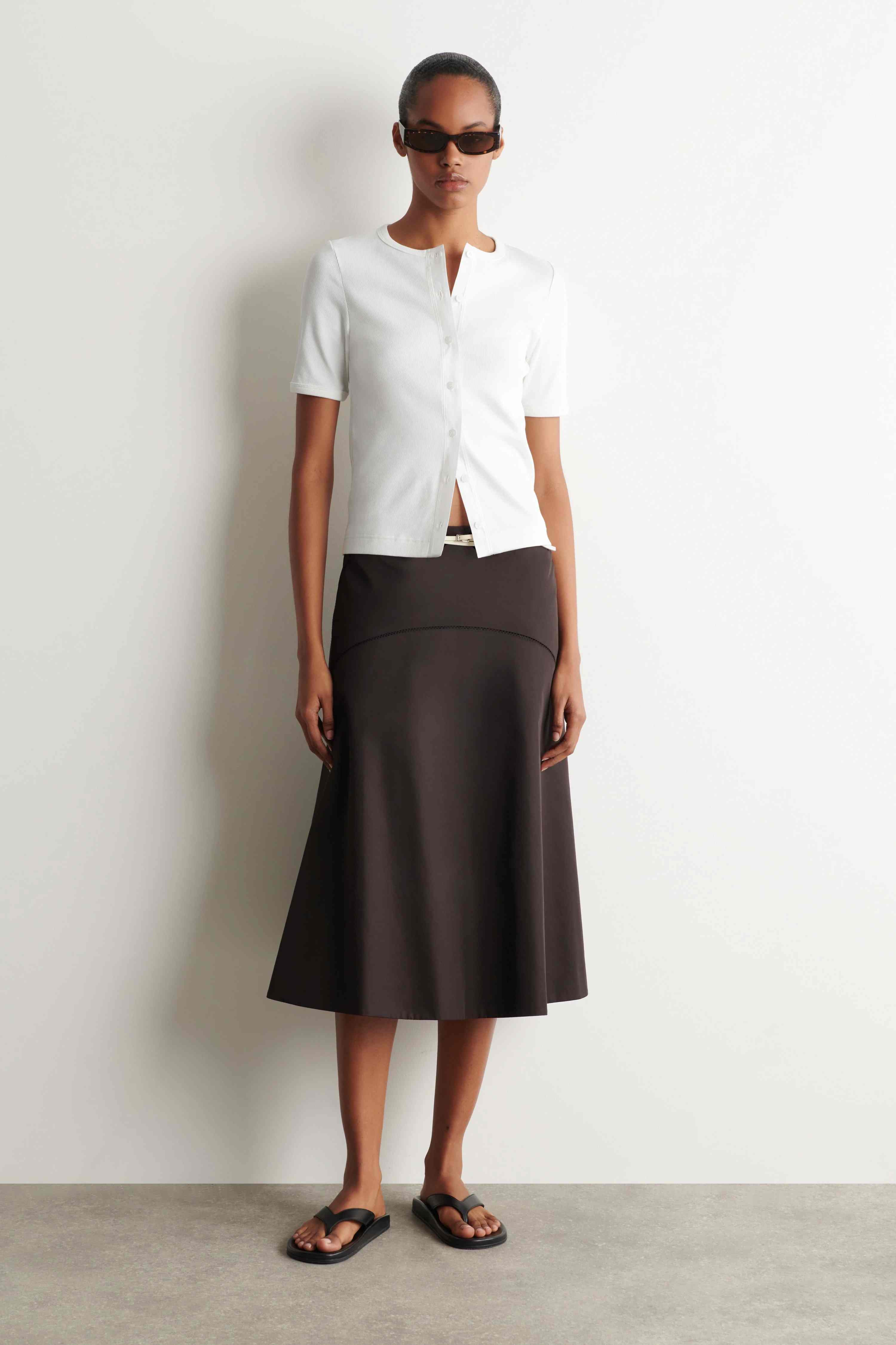 EMBROIDERED COTTON MIDI SKIRT - 1
