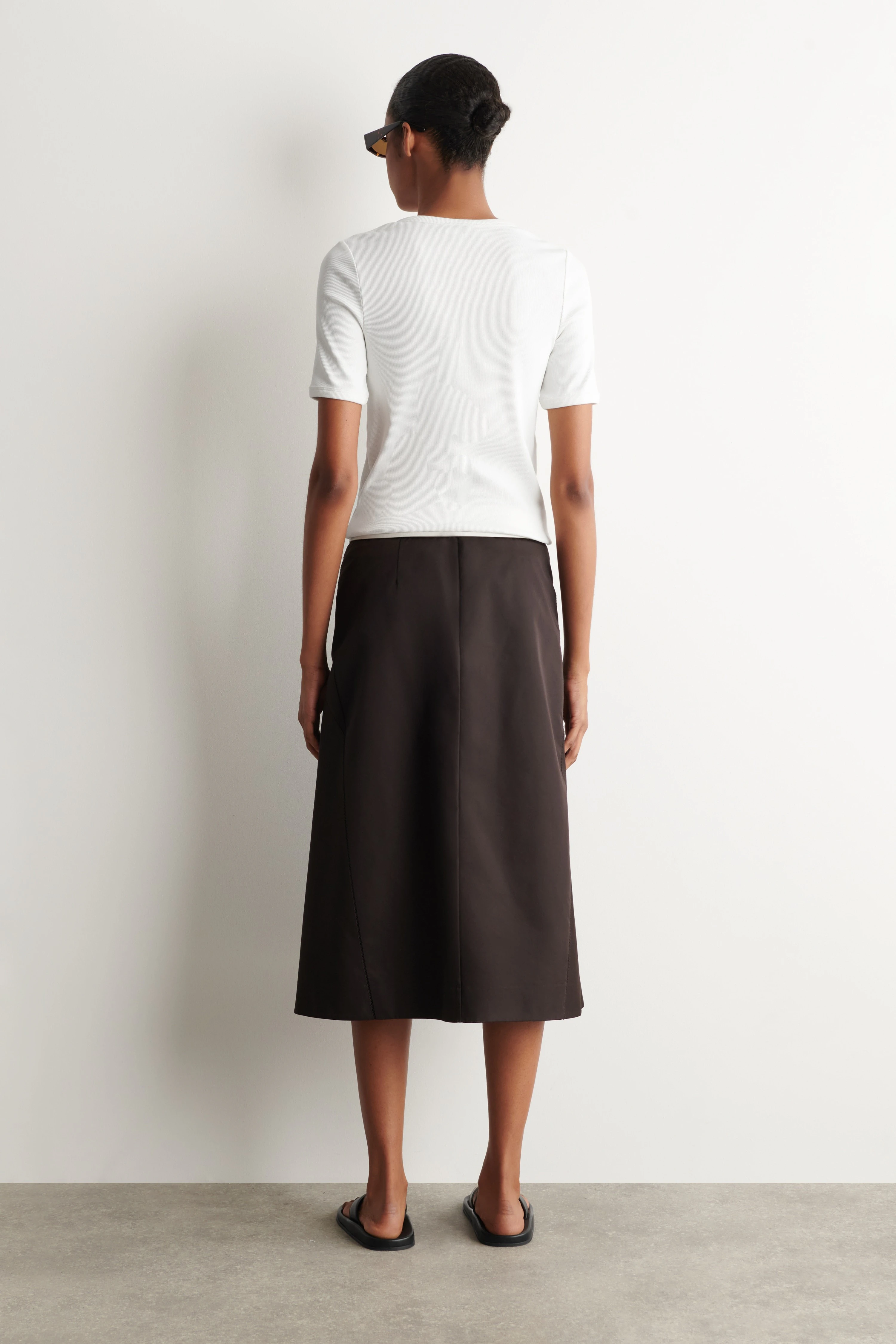 EMBROIDERED COTTON MIDI SKIRT