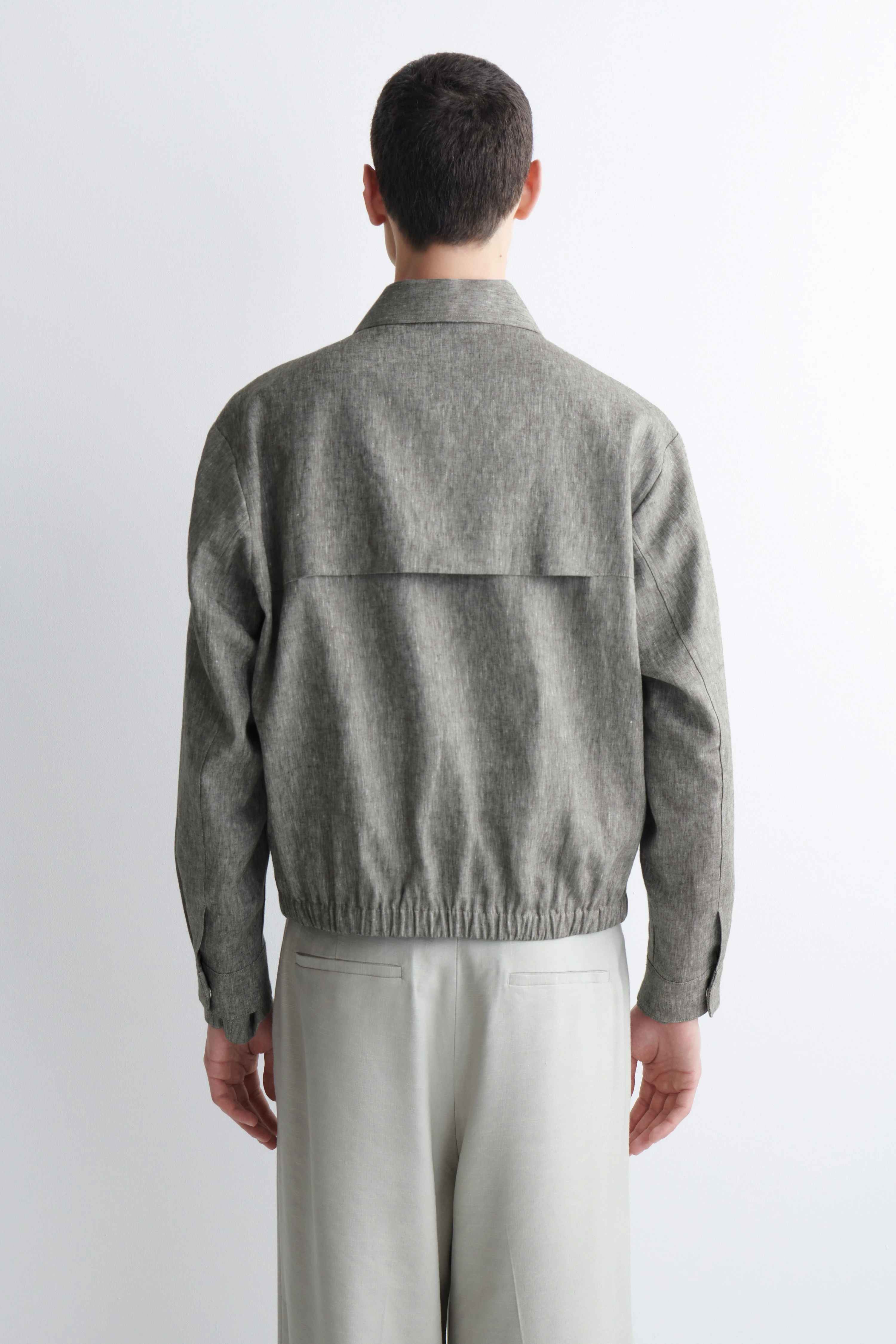 LINEN BLOUSON JACKET - 3